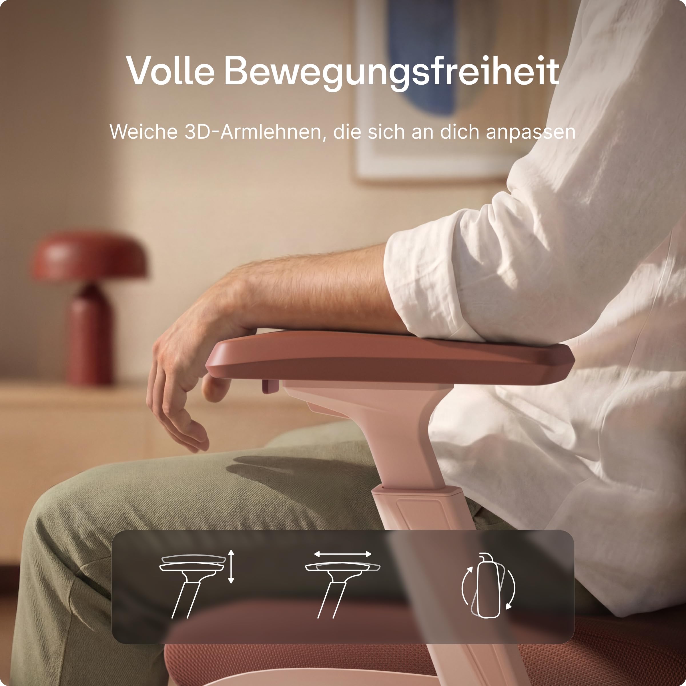 Desktronic Verstellbarer ergonomischer Bürostuhl | Schreibtischstuhl mit Lendenwirbelstütze - rückenfreundlich- Computerstuhl höhenverstellbar & rückenschonend - breites Polster SitPro (Rosa)
