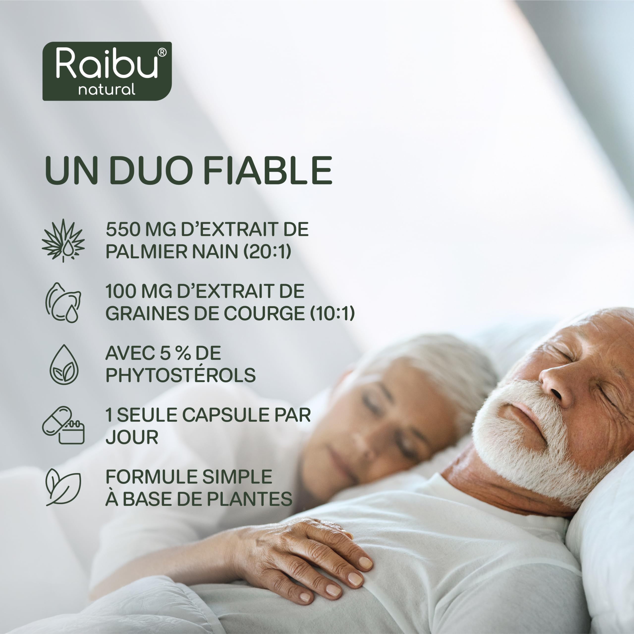 Saw Palmetto - Haute Teneur: 11000 mg de Palmier Nain par Gélule (20:1), avec Graines de Courge - 120 Gélules de Palmier Nain pour 4 Mois d’Utilisation - Végan & Sans Additifs - Raibu