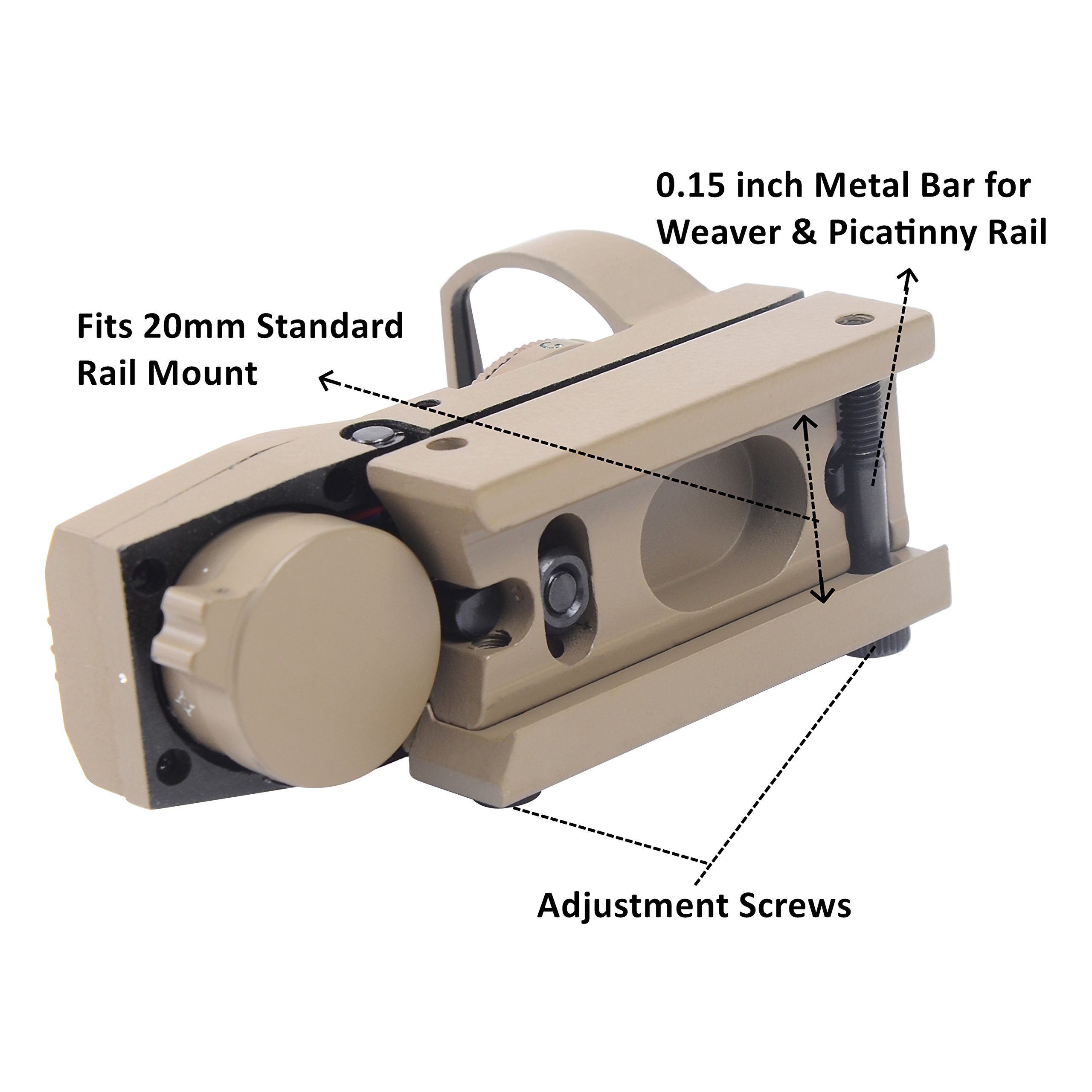 Ohuhu Red Green Dot Sight Gun Sight Scope Reflex Sight with 4