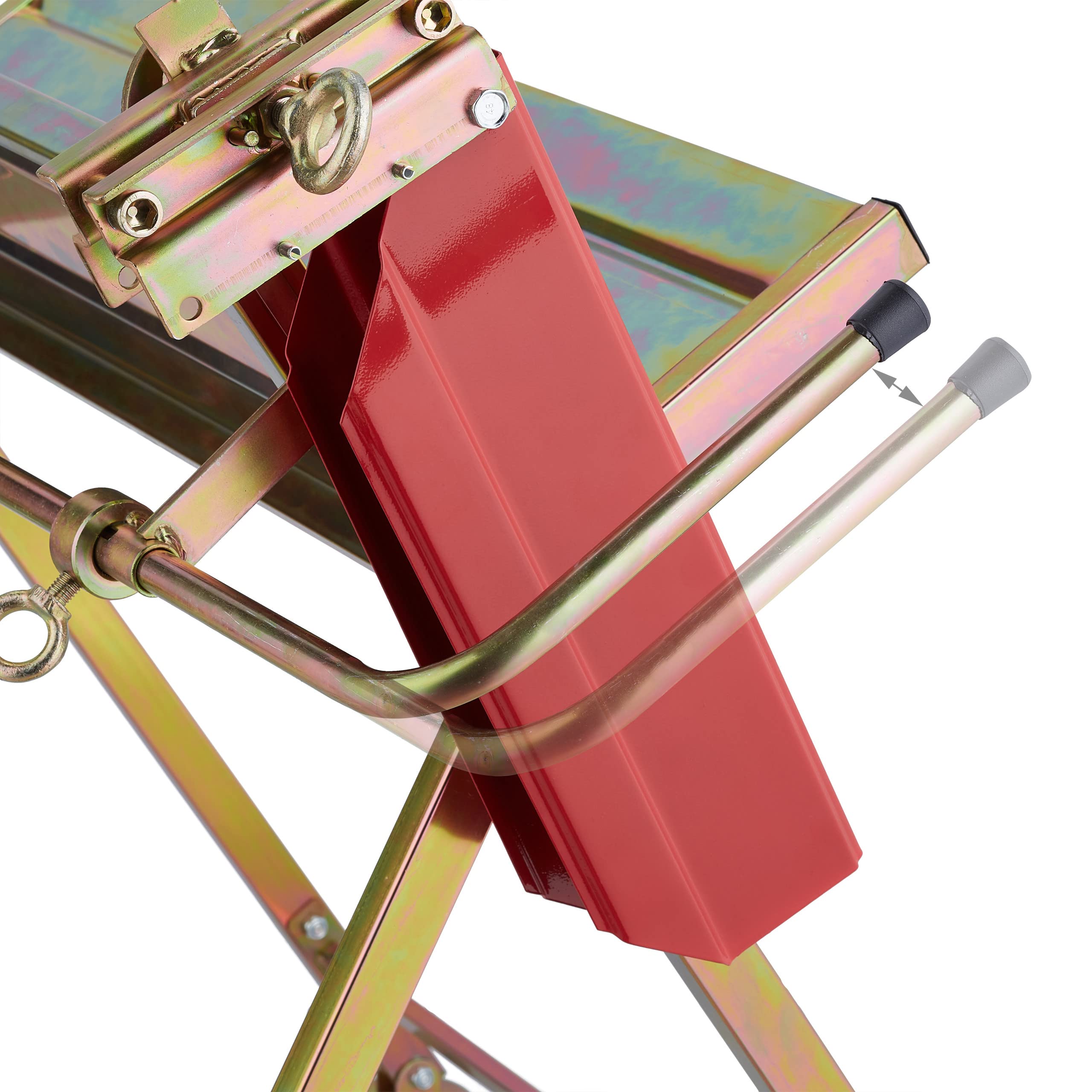 Relaxdays Chevalet sciage, Support pour tronçonneuse, protège-Guide, Barre Mesure Coupe, Charge Max. 120 kg, métal, doré