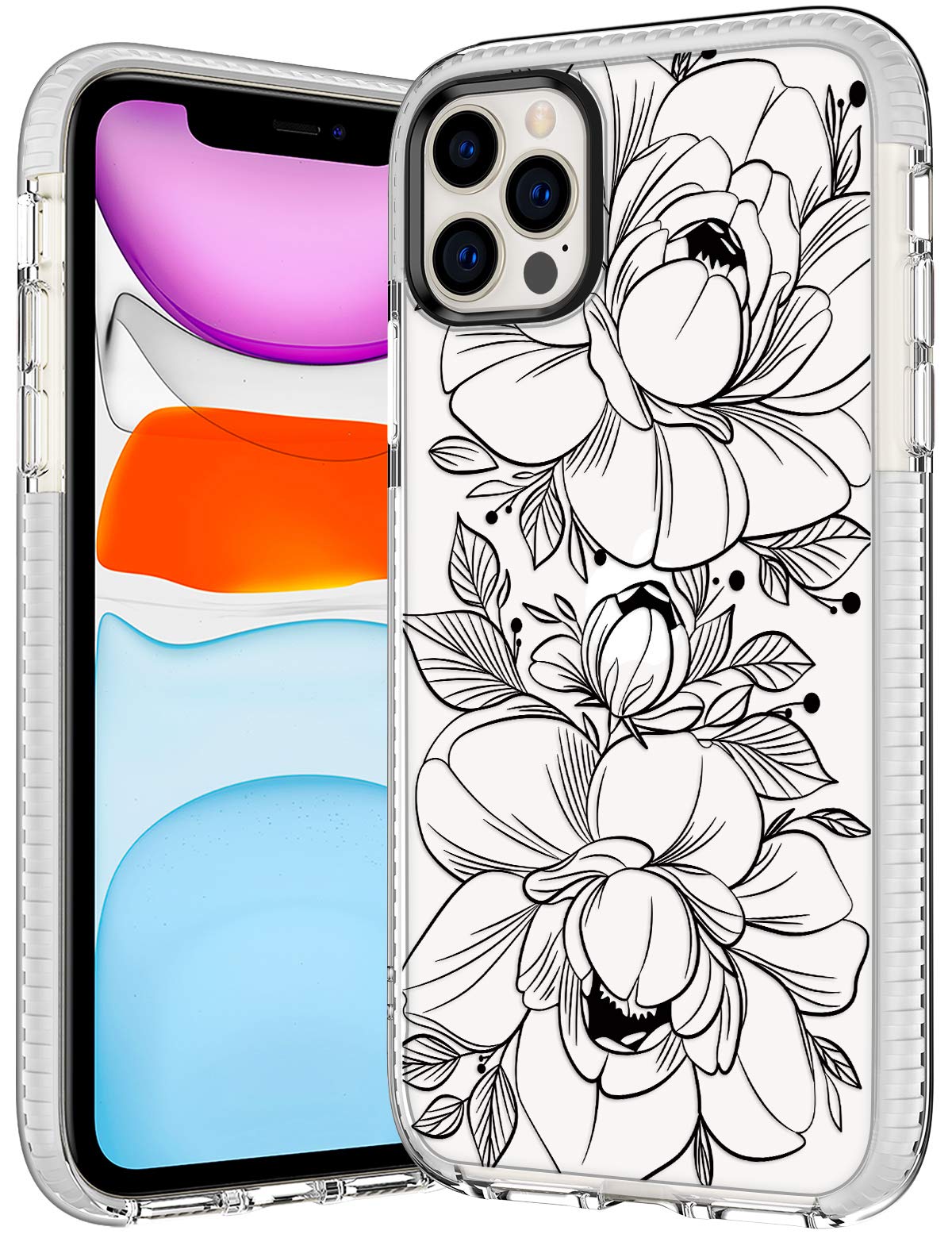 iPhone 12 Pao Max Case,Women Girls Graceful Rose Peony Blossoms 
