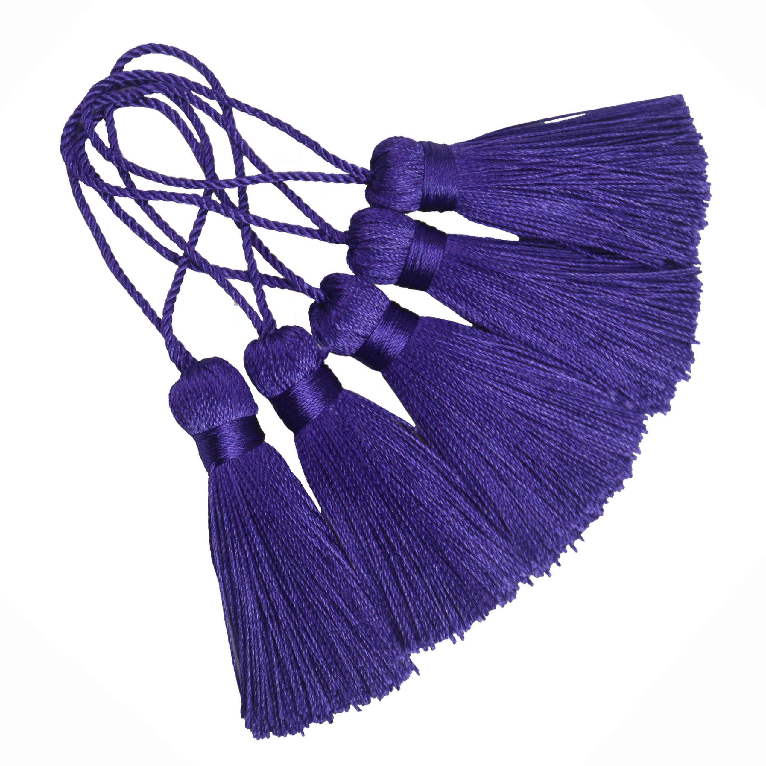 20pcs 10.9cm Handmade Silky Mini Tassels for Bookmarks,DIY-Dark Purple