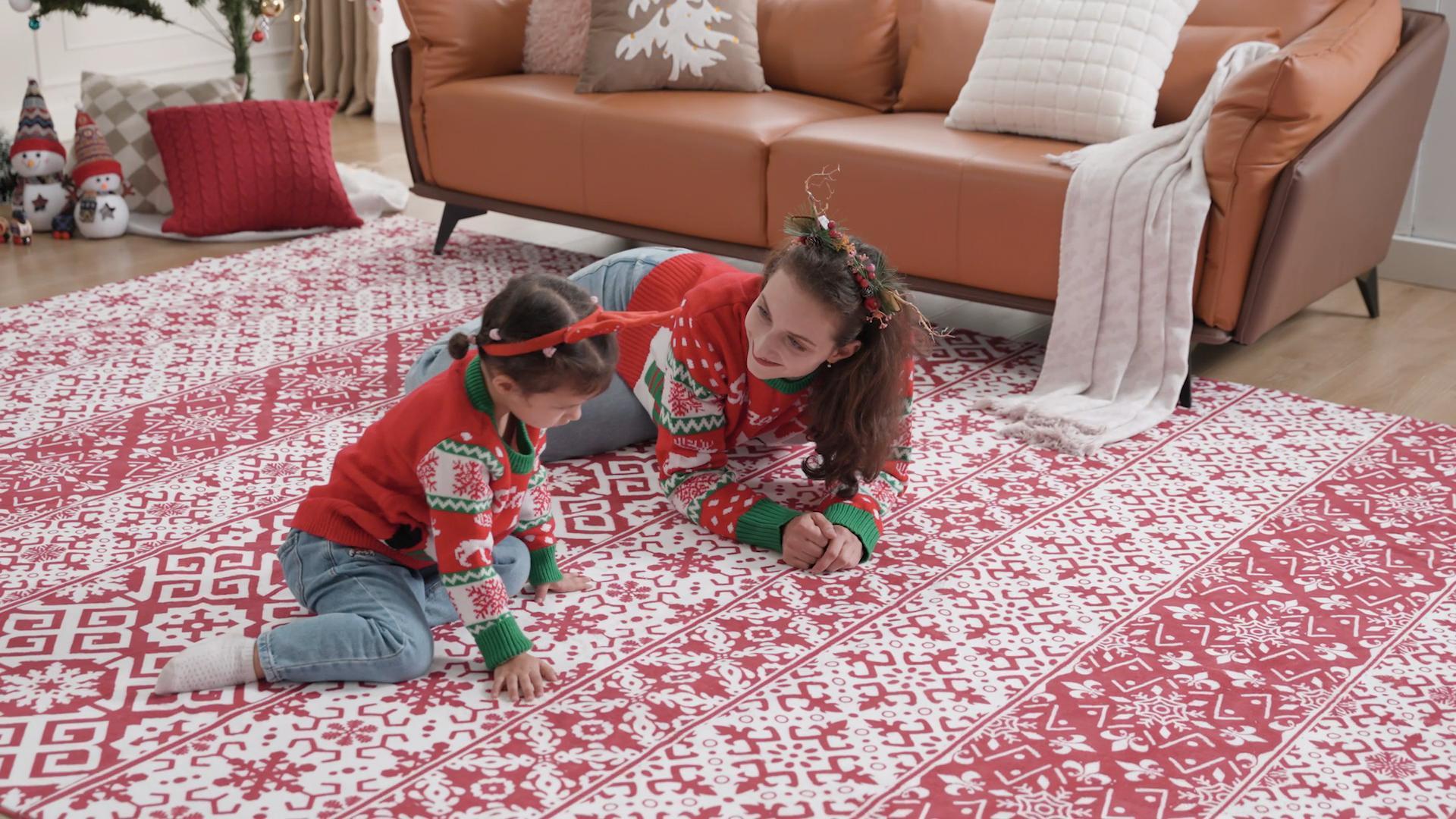 Amazon.com: WondRg Christmas Area Rug 5x7 Red Snowflake Holiday