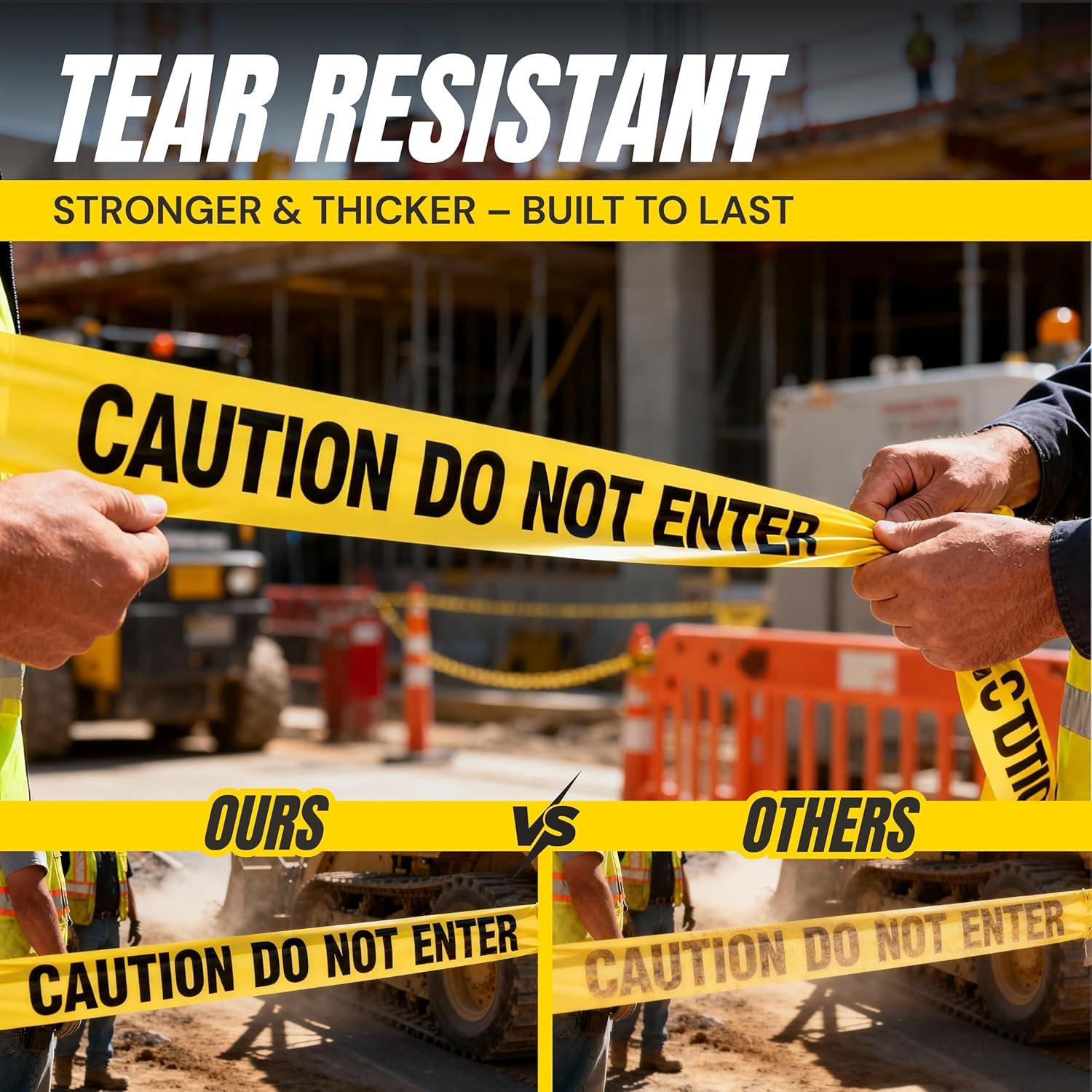Caution Do Not Enter Tape 3 Pack 3 inch X 1000 feet • Bright Yellow with a Bold Black Print • 3 in. Wide for Maximum Readability • Tear Resistant Design