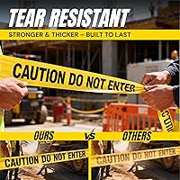 Vista 3 de Cinta amarilla brillante de precaución 3 x 1000 impresa en negro contrastante, 3 pulgadas. Ancha para la máxima legibilidad. Diseño resistente.