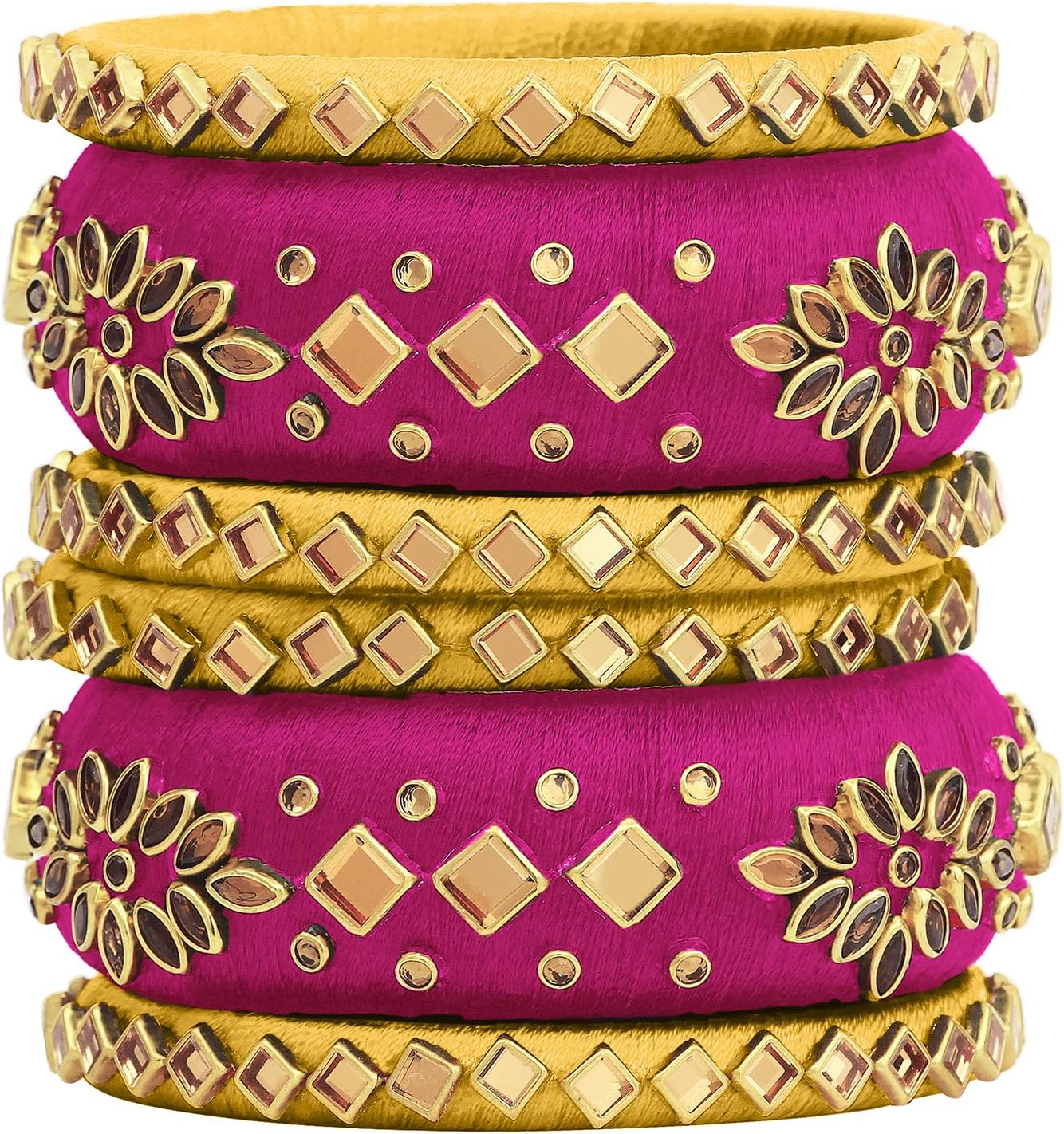 Aheli Beautiful Indian Wedding Wear Handmade Faux Stone Studded Velvet Bangle Set Chuda Bollywood Ethnic Fashion Jewelry Gift for Women