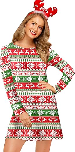 Women's Christmas Printed Tunic Dress