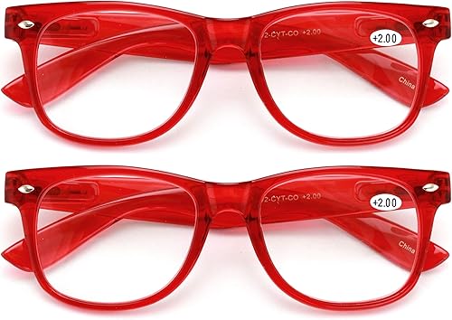 Miniatura 2 de V.W.E. 2 pares de anteojos de lectura transparentes de color neón de lujo, cómodos y elegantes para lectores simples