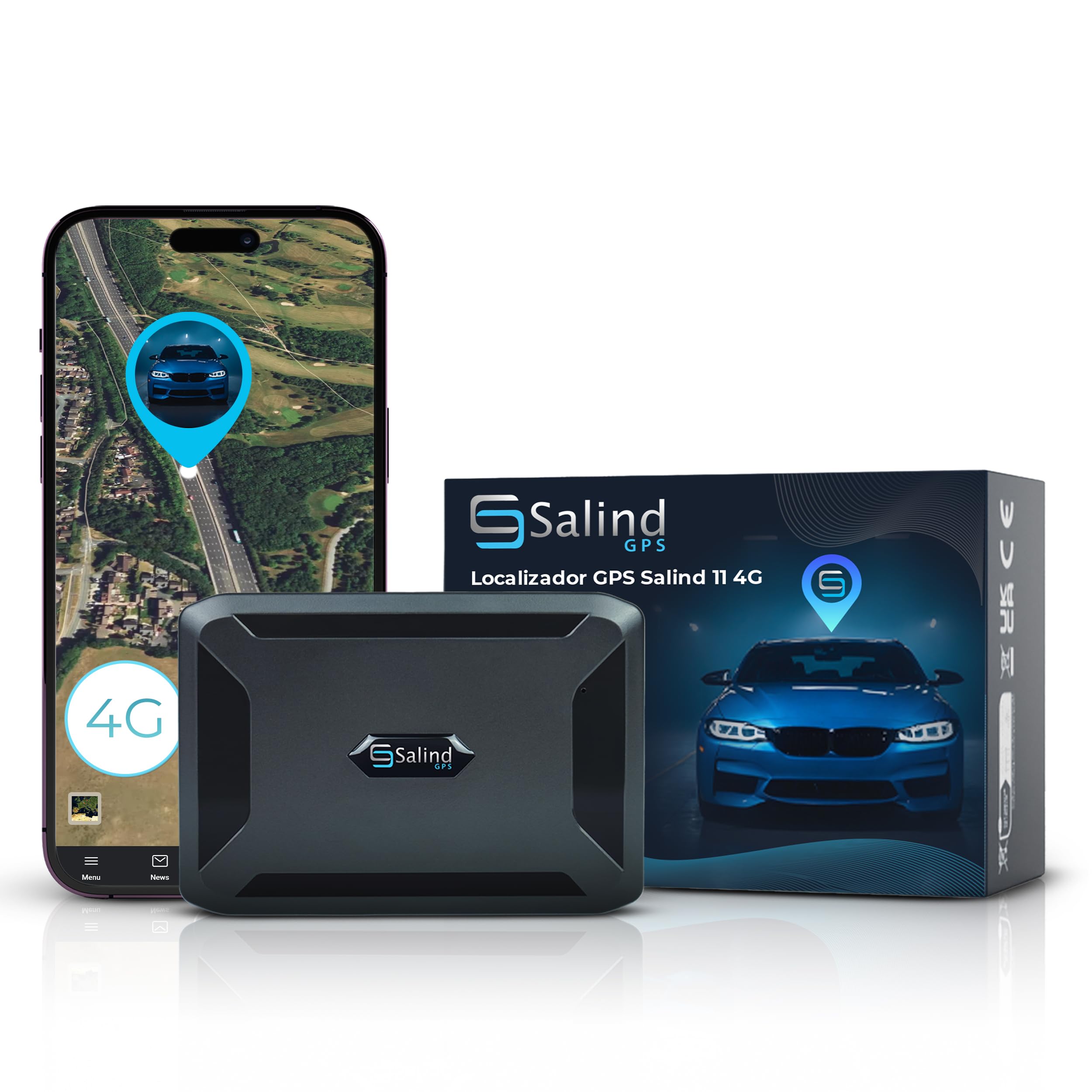 Salind 11 4G GPS Locator with Magnet for Cars, Other Vehicles and Machinery – Real-Time Tracking, Route History and Anti-Theft Alarms – Up to 70 Days Battery (Standby Mode)