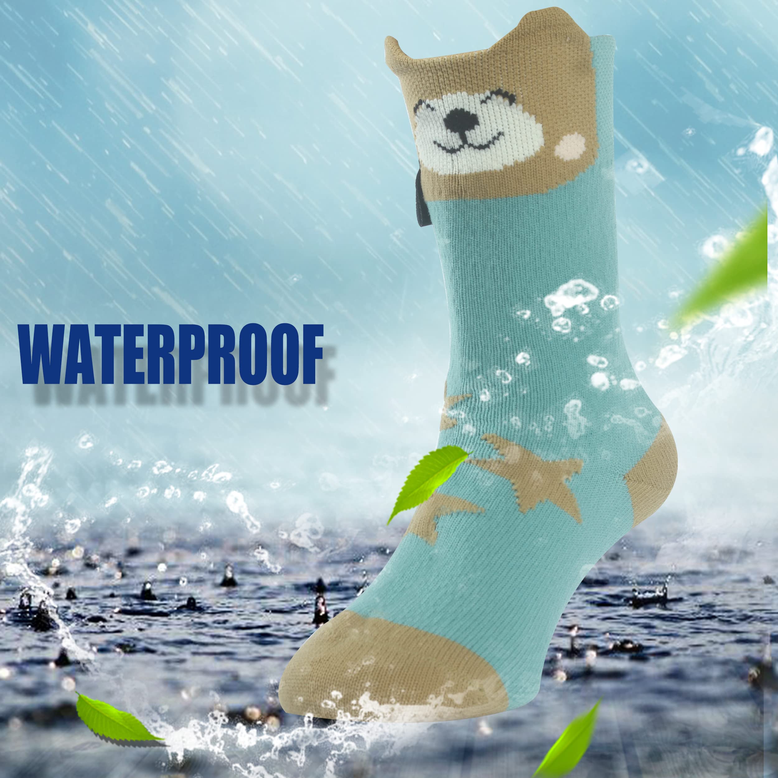 RANDY SUN Ultra-thin Golf Waterproof Girls Socks, Outdoor Sports Hiking Socks 1 Pair for Cycling, Hiking, Skiing Green&Light Brown Medium