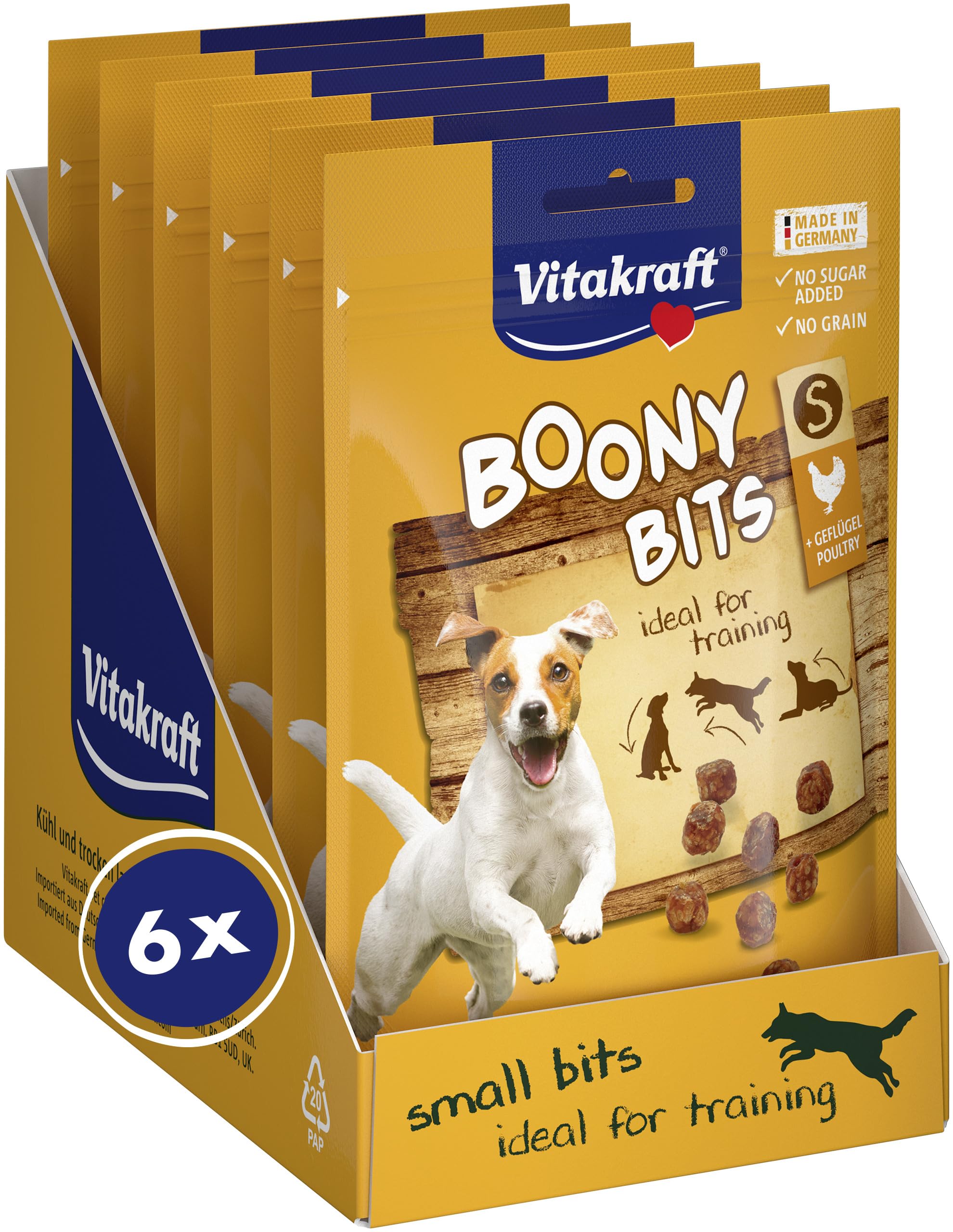 Vitakraft Boony Bits S, Hundeleckerli, fleischiger Hundesnack, Hunde Trainingsleckerli, ohne Zusatz von Zucker (6X 55g)