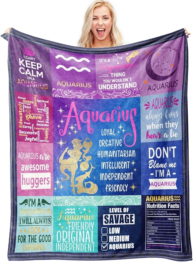Aquarius Gifts for Women – Zodiac Throw Blanket 50