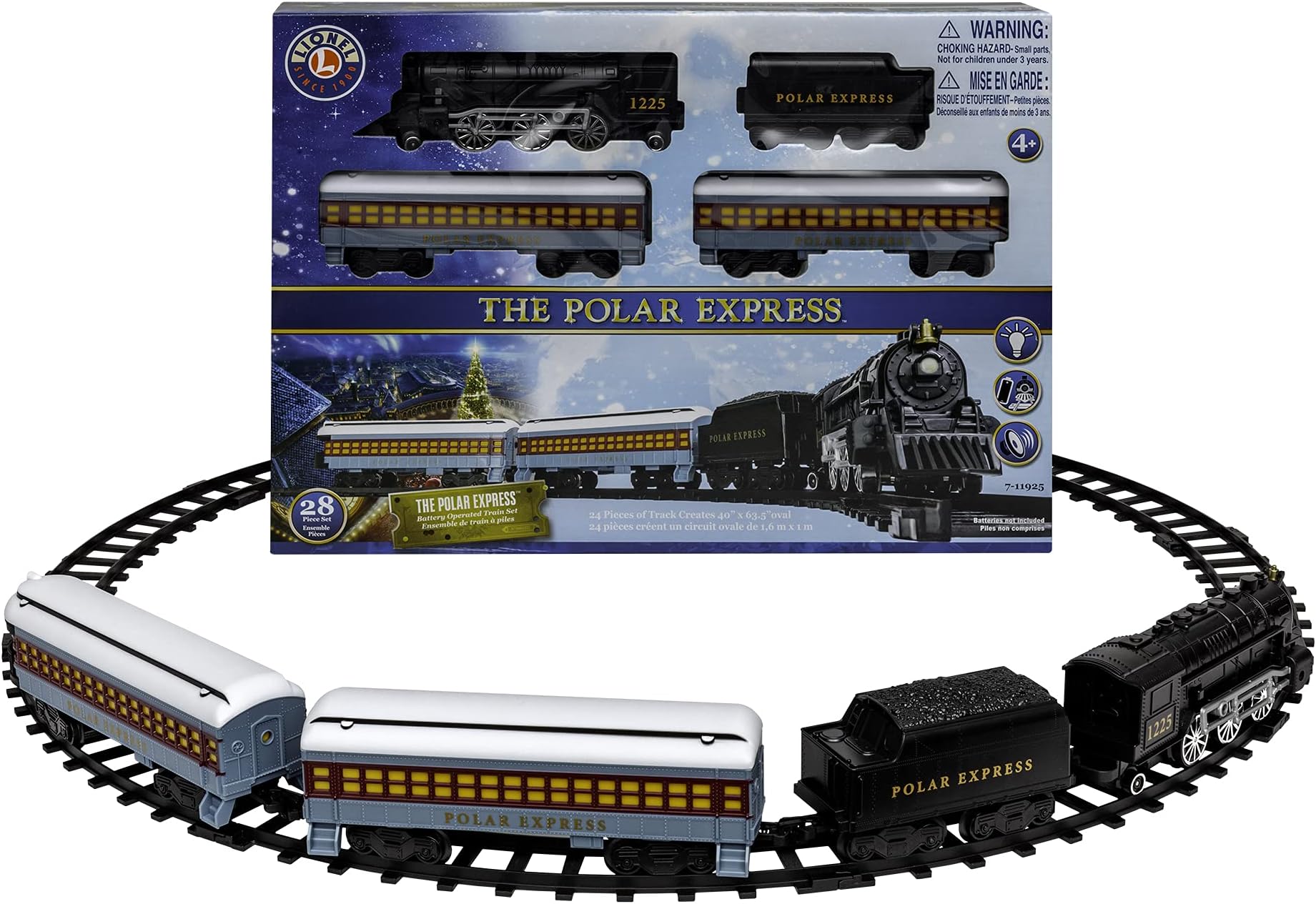 Lionel Polar Express Battery Operated Mini Model Train Set Standard, Multicolor, 711925