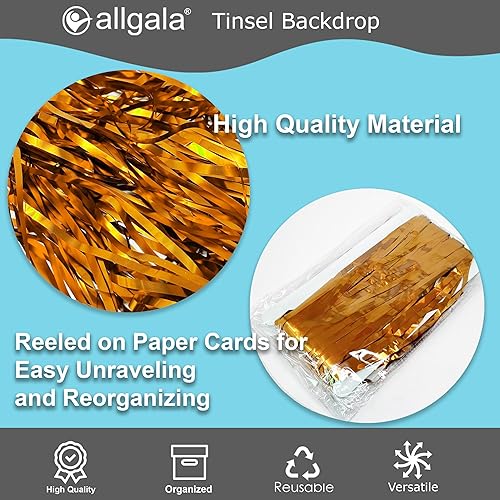 Miniatura 6 de Allgala 4PK 3.3 x 9.8 pies (3.3 x 9.8 ft) cortinas de fondo de fotos de fiesta de oropel metálico para decoración de puerta con flecos, azul-BD52606