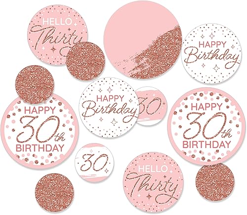 Miniatura 6 de Big Dot of Happiness 30 cumpleaños de oro rosa rosa Confeti de círculo gigante para fiesta de feliz cumpleaños Decoraciones de fiesta Confeti