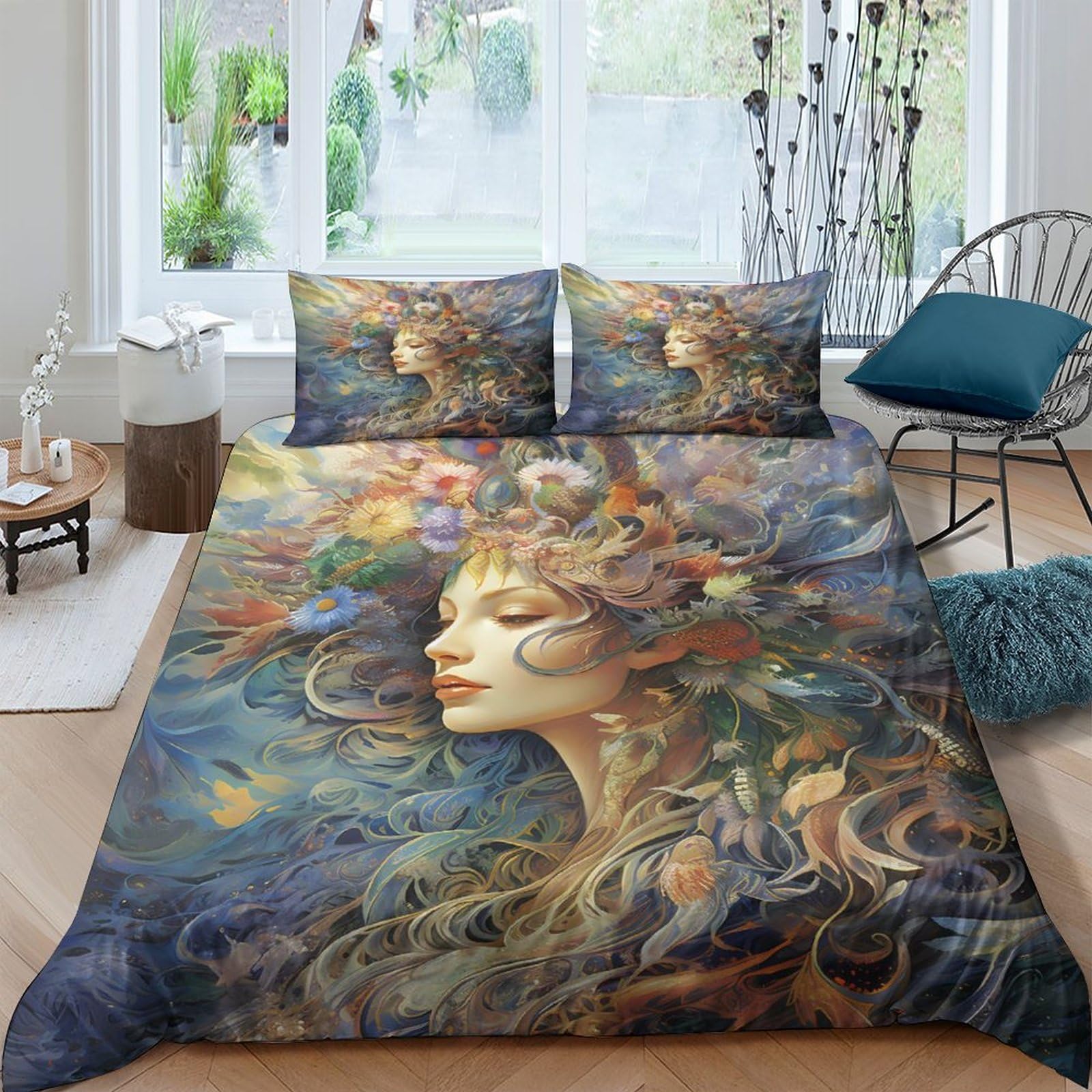 Housse de couette 3D papillons 200x200cm en microfibre douce avec deux taies d'oreiller