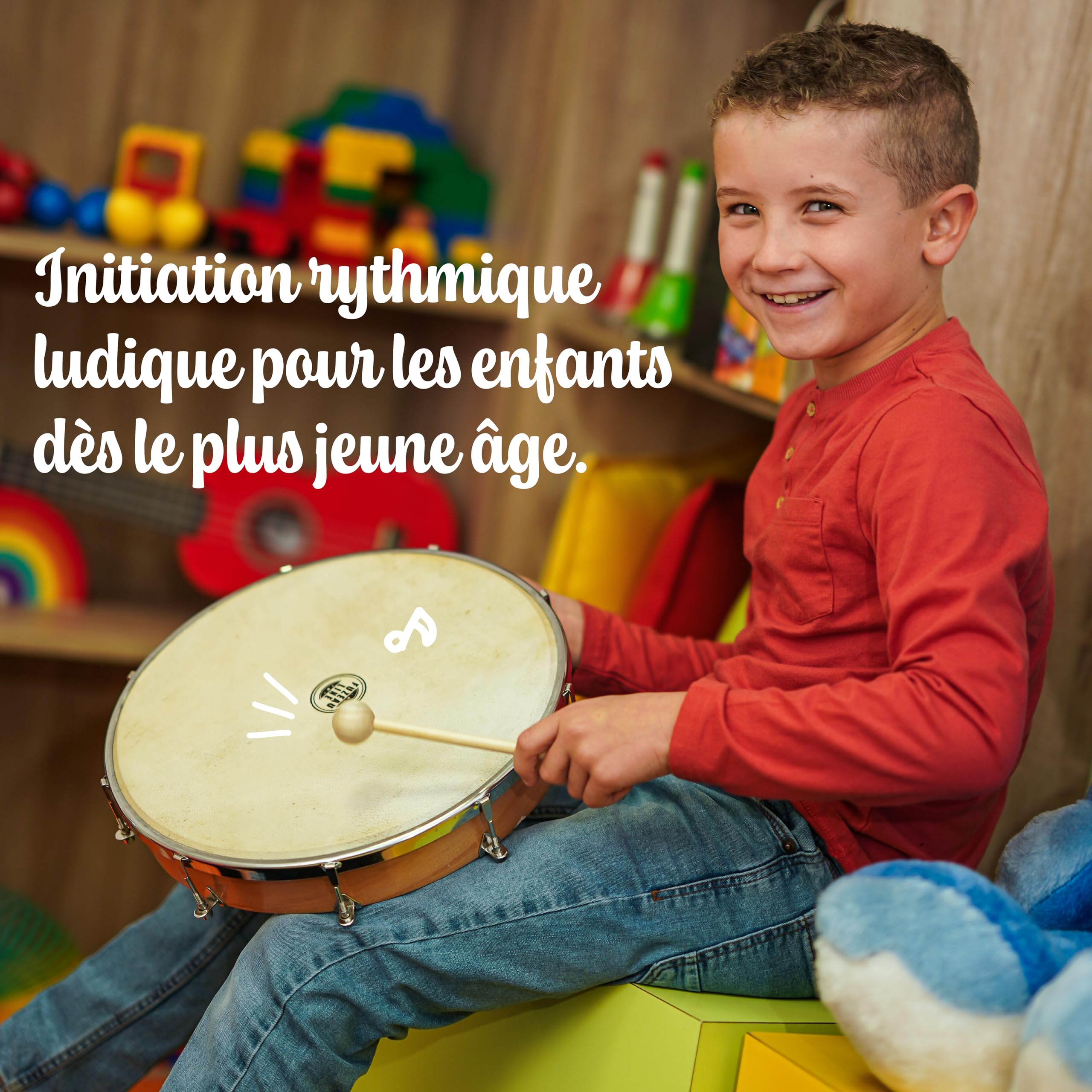 Fuzeau – Tambourin Peau Naturelle Ø30 Cm – Léger, Solide Et Facile À Jouer – Cerclage Bois – Instrument Musique Percussion Rythmique Authentique – Enfant Dès 7 Ans – Réf. 578