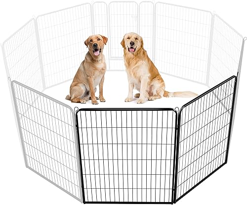 Miniatura 35 de Yaheetech - Corralito para perros, para uso en exteriores e interiores, valla de metal resistente para mascotas, corral para ejercicio, casas
