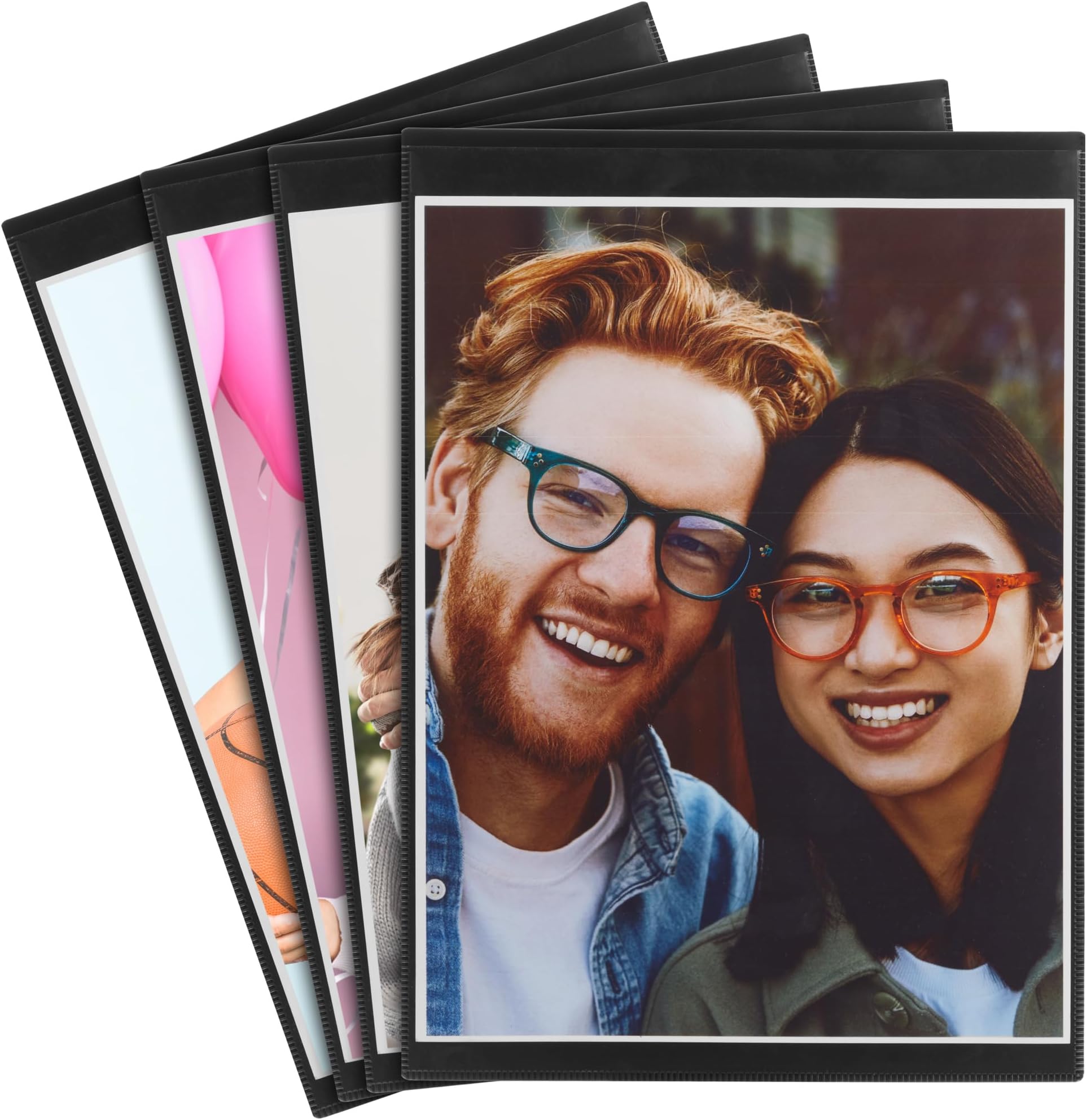 Juvale Magnetic Picture Frames for Refrigerator - Magnet Frames for Refrigerator with Full Magnetic Backing - Fridge Artwork Display & Photo Holder - Fridge Artwork Magnets - 4 Pack, 8.5" x 11", Black