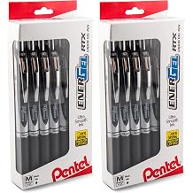 ENERGEL Pentel RTX Retractable Liquid Gel Pen, 0.7mm, Medium Line, Metal Tip, Black Ink, Window BL77PC12A1 Pack of 2, 12 Count Total