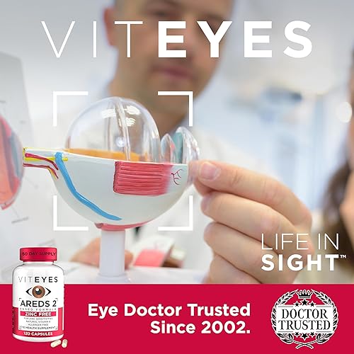 Miniatura 7 de Viteyes AREDS 2 Soporte macular sin zinc, cápsulas naturales sin alérgenos con vitamina E, vitamina C, luteína y zeaxantina, sin zinc, sin cobre,
