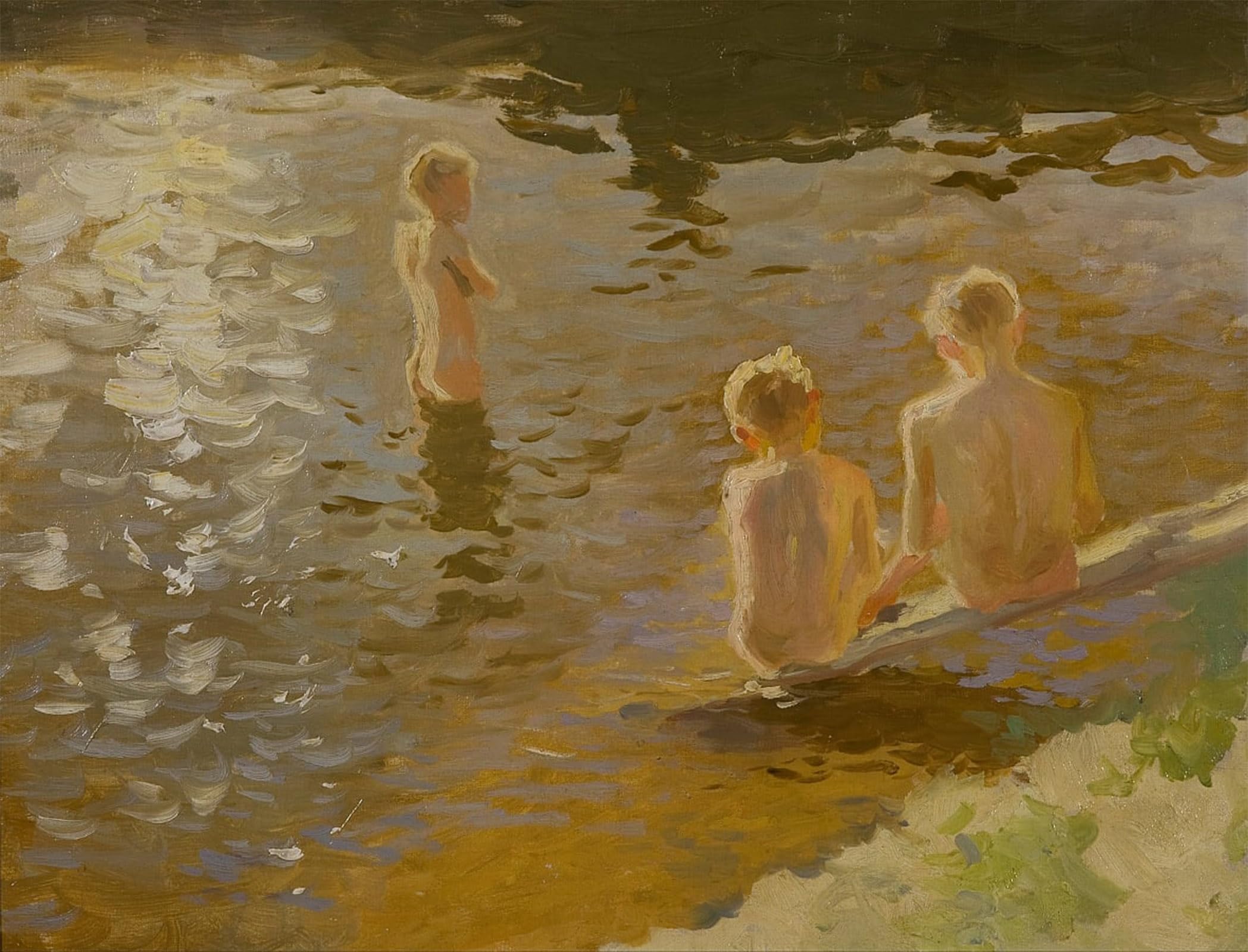 ARTXLXXBN Famous Art Print Poster Vintage Wall Art Boys Bathing by Johans Valters Canvas Art Poster for Home Decor 60x90cm