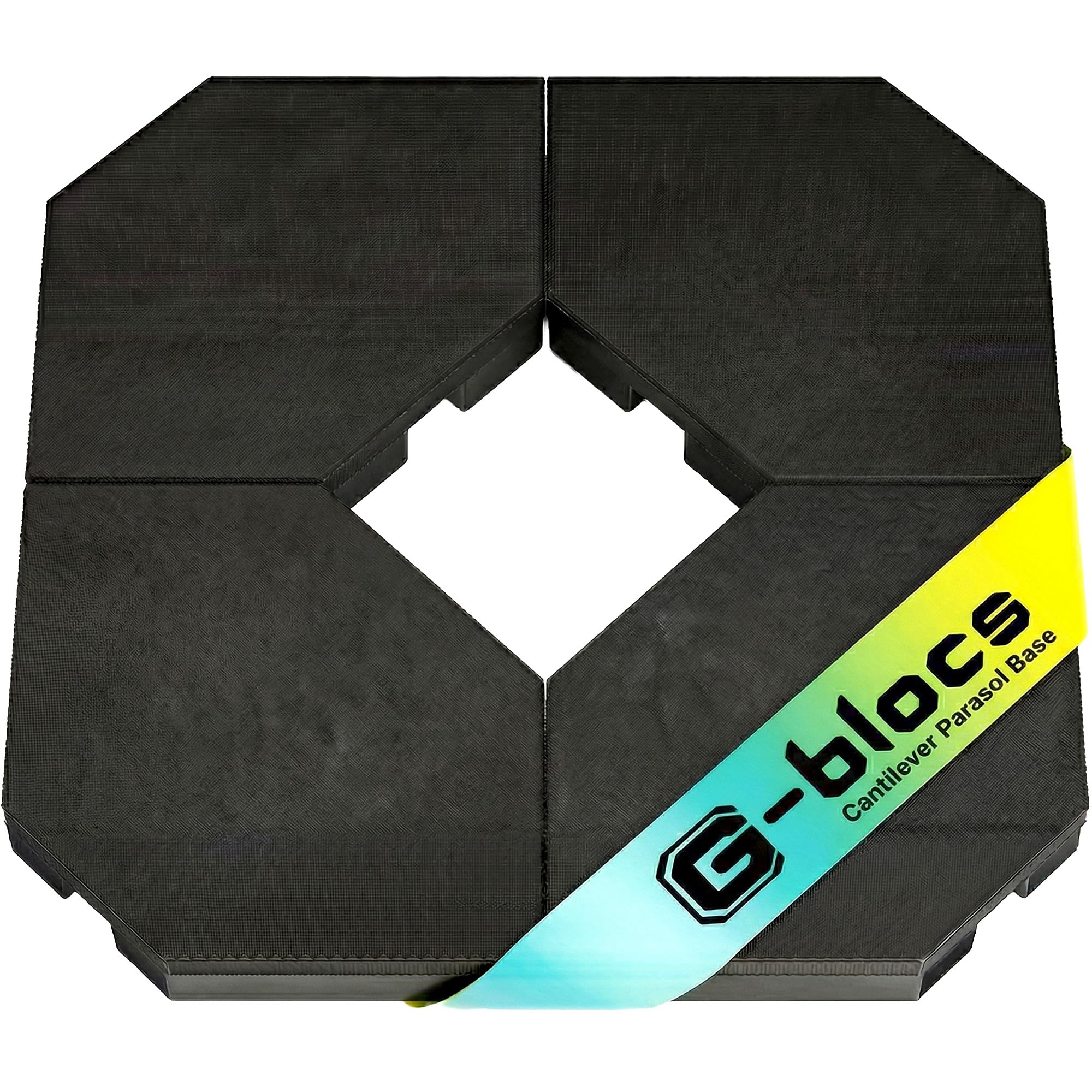 Divine Style G-Blocs Cantilever Parasol Base Weights Set of 4, Heavy Duty Garden Umbrella Base, Water or Sand Fill, Patio Offset Parasol Stand Weights with Removable Covers, 90 x 90 cm