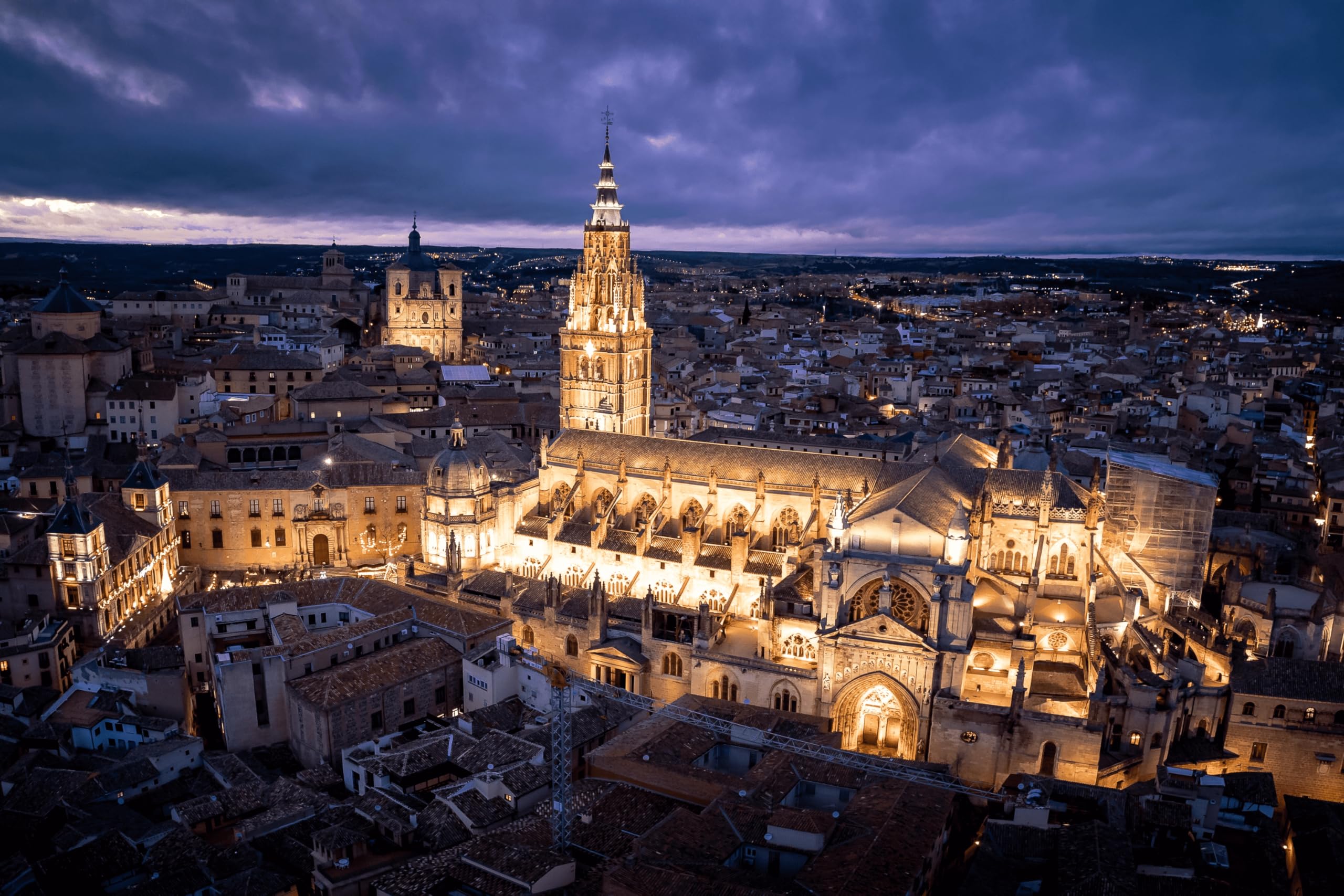 Jigsaw Puzzles for Adults 500 Pieces Beautiful Toledo Cathedral Under the Night Sky in Spain 52x38CM
