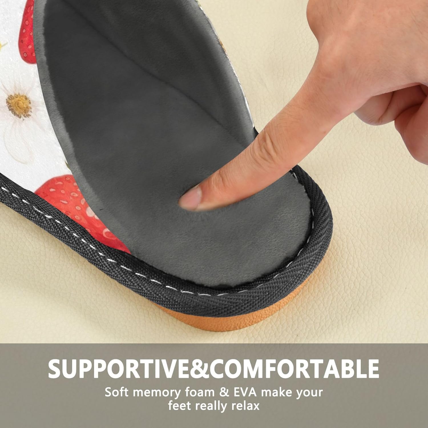 Strawberry Fruit House Slippers – Cozy Fuzzy Slippers for Guests, Washable & Disposable, Perfect for Shoeless Home, Spa & Hotel Use A110731