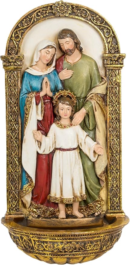 Joseph's Studio by Roman Holy Family Water Font – Renaissance Collection, 7.75”H – Catholic Home Décor, Religious Gift for Sacraments, Holidays & Inspiration