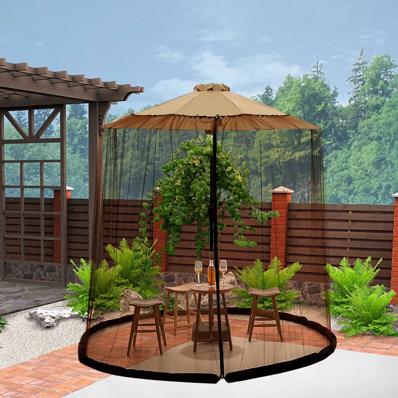 Cubierta De Paraguas Mosquitera Con Cremallera, Cubierta De Malla Para  Patio, Pantalla, Mesa, Sombrilla De Jardín, image size:1600x1600