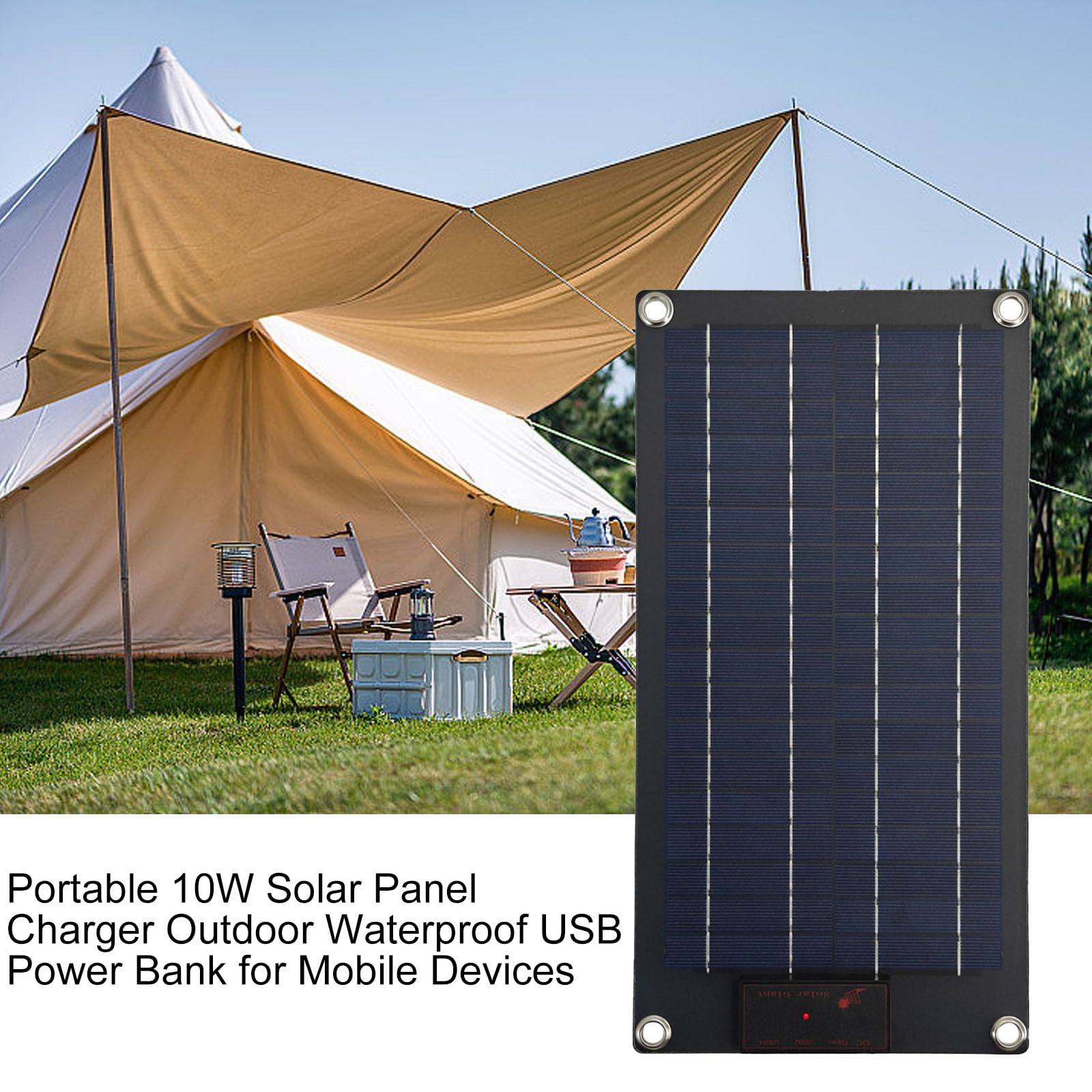 Ubxvamm Portable Solar Charging Panel 10W Outdoor Waterproof IP64 USB Output Solar Charging Pad for Mobile Power