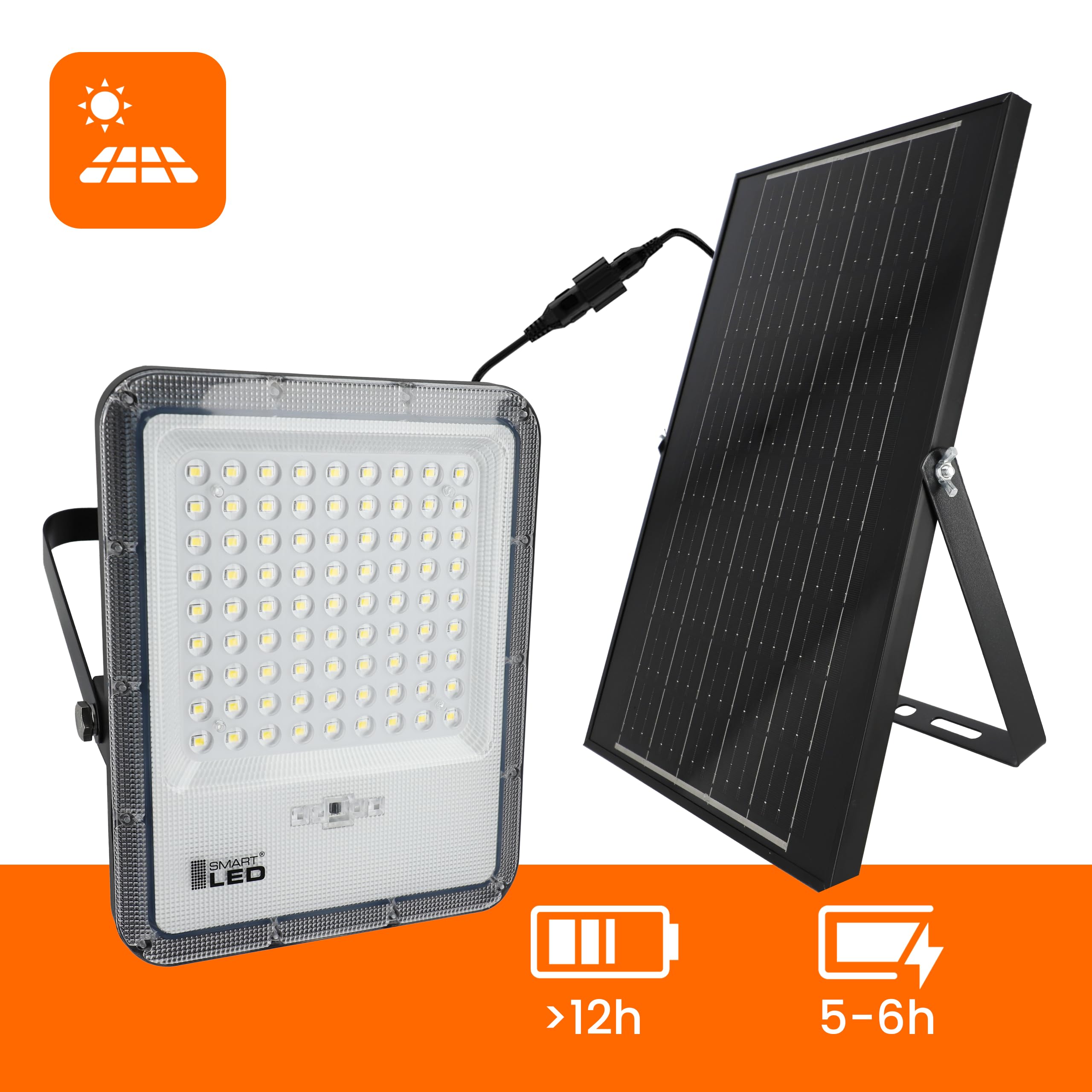 Solar LED Strahler 100W, 1600lm, 4500K,Solar-Flutlicht mit Fernbedienung und Automatisches Licht Ein/Aus, IP65 Wasserdicht für Garten, Außenbereich, auf der Veranda, Terrasse, Einfahrt, einstellbar