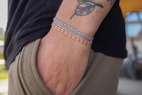 Miniatura 2 de Made by Nami Juego de 2 pulseras de cuerda ondulada para hombres y mujeres, impermeables, ajustables, trenzadas, delgadas, de verano, juego de 2