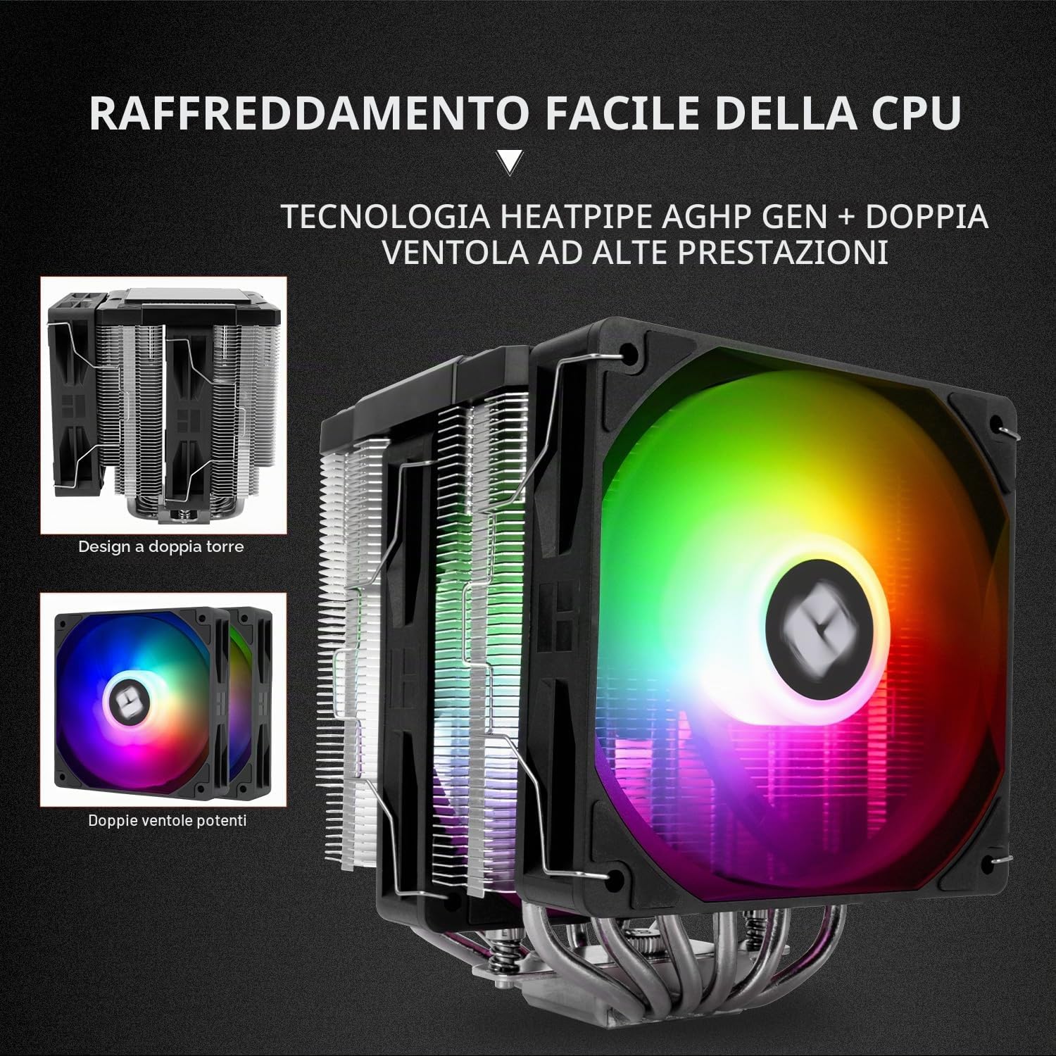 Thermalright Peerless Assassin 120 Digital ARGB Black - Refrigeratore CPU con doppia torre e ventole doppie, raffreddamento ad aria CPU, copertura schermo digitale, per AM4/AM5, Intel LGA1851/1700