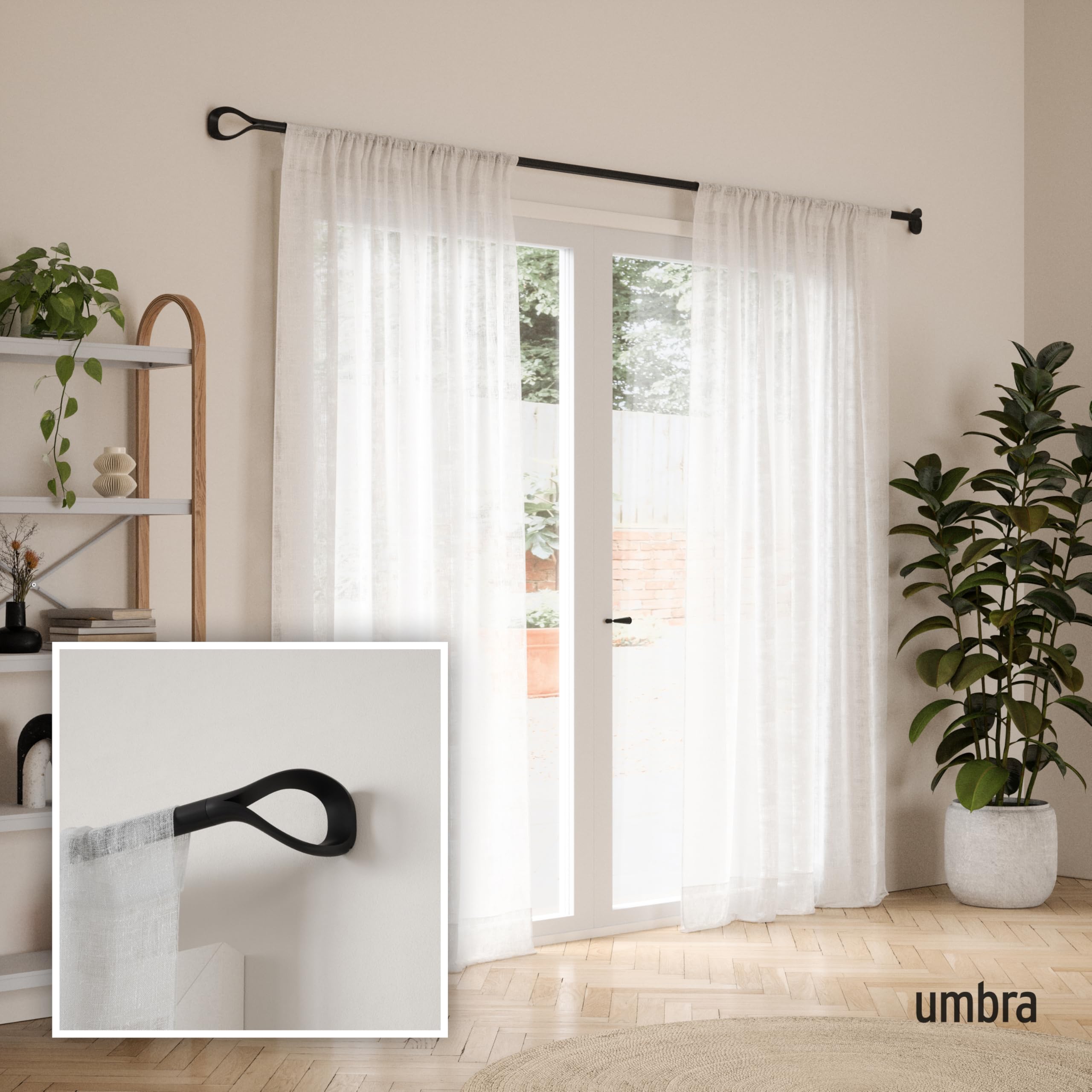 【新着商品】【公式】umba(アンブラ) ループ カーテンロッド ブラック Amazon.co.jp: 【公式】umba(アンブラ) ループ カーテンロッド