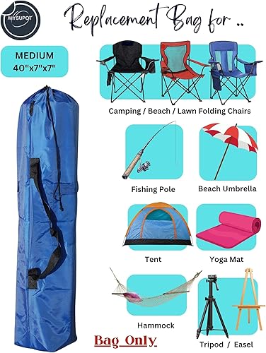 Miniatura 5 de Bolsa de repuesto de 40 x 7 x 7 pulgadas (azul, M) para silla de campamento plegable, sillas de campamento, hamaca, tapete de yoga, silla de playa,