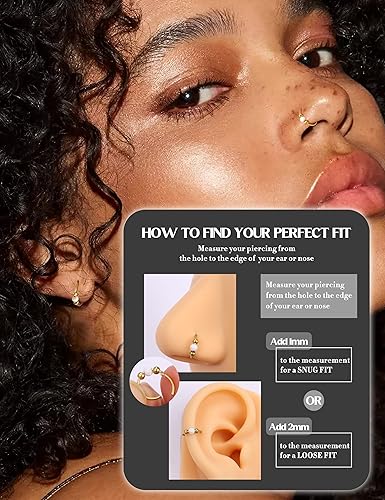 Diamday Neusringen hoepels opaal neuspiercings chirurgisch staal neushoepel dunne hypoallergene goud/zilveren neusringen voor vrouwen/mannen septum helix kraakbeen Daith Rook tragus lip hoepel