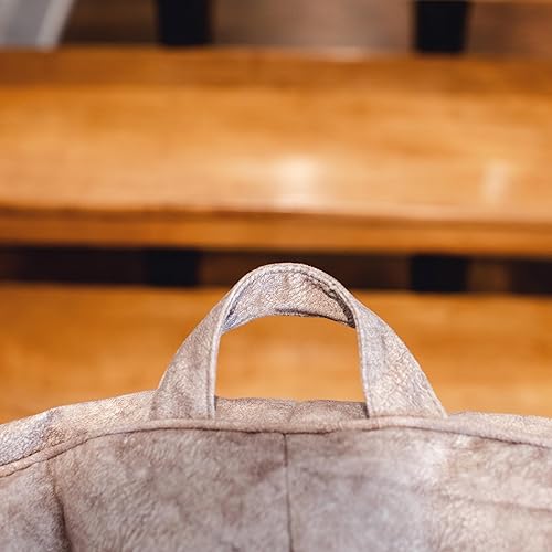 Miniatura 86 de Big Joe Roma - Puf para niños, sherpa de avena y rosa del desierto, gamuza vegana, 2 pies, ligero, recargable, asiento para niños Avena/Rosa del