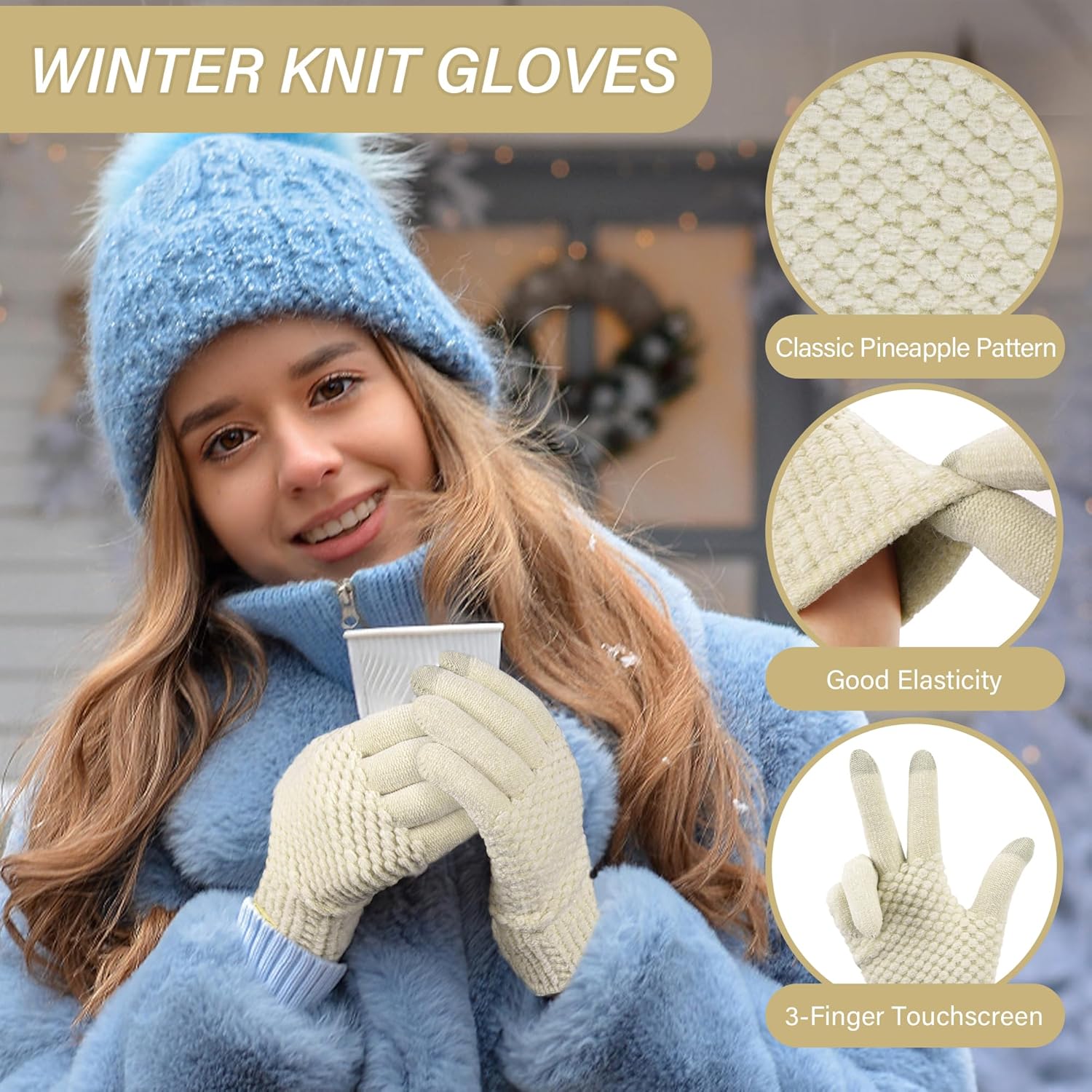 FZ FANTASTIC ZONE Womens Winter Gloves with Touchscreen Warm Chenille Knit Thermal Gloves for Women Cold Weather Gifts - Image 2