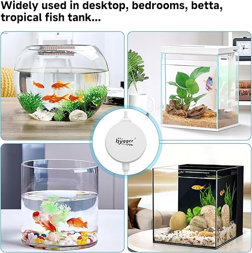 Miniatura 7 de hygger Mini bomba de aire para acuario de 1.5 W, aireador silencioso con clip de ventosa de tubo de piedra de aire, bomba de oxígeno pequeña para