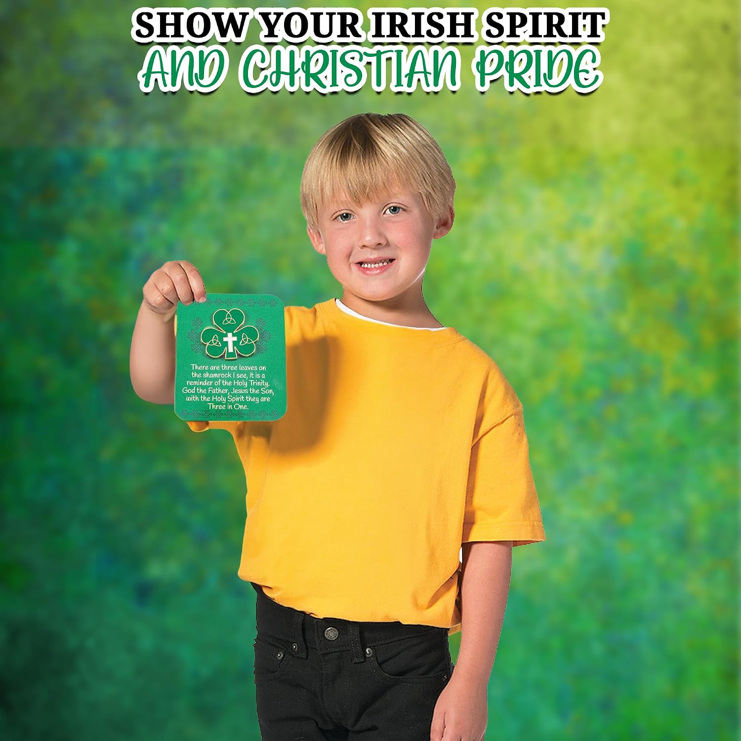 Trinity Shamrock Pins with Card for St. Patrick's Day VBS 2026-12 Pieces