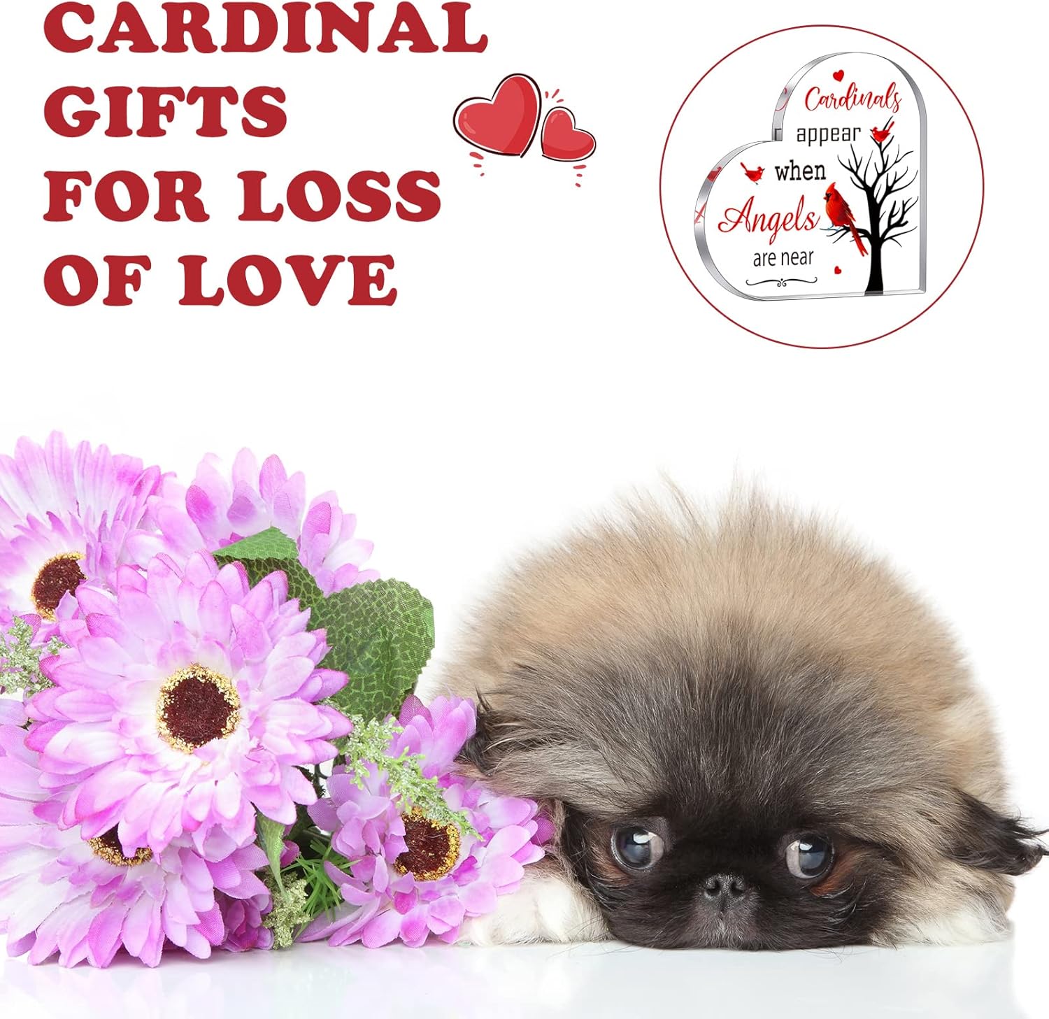 Capoda Red Cardinal Decor Sympathy Memorial Present for Women Remembrance Memory Plaque Gift Crystal Bereavement Grief Condolence Gifts for Loss of Loved One Table Centerpieces Decor - Image 6