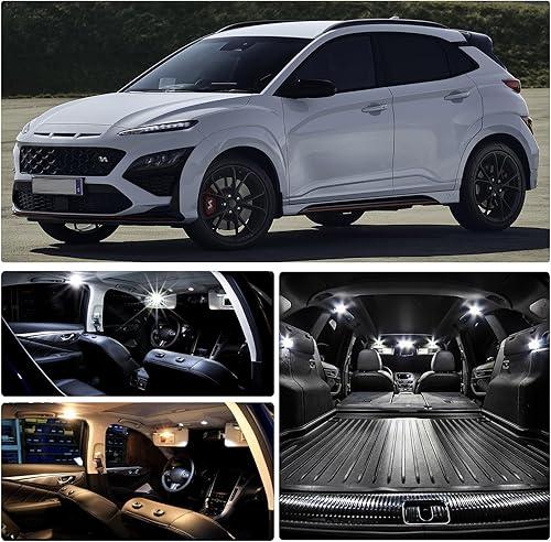 WIYBYDM Kit de luces LED para interiores para Hyundai KonaKona N 2017 2018 2019 2020 2021 2022 superbrillantes 6000K mapa cúpula de matrícula luces
