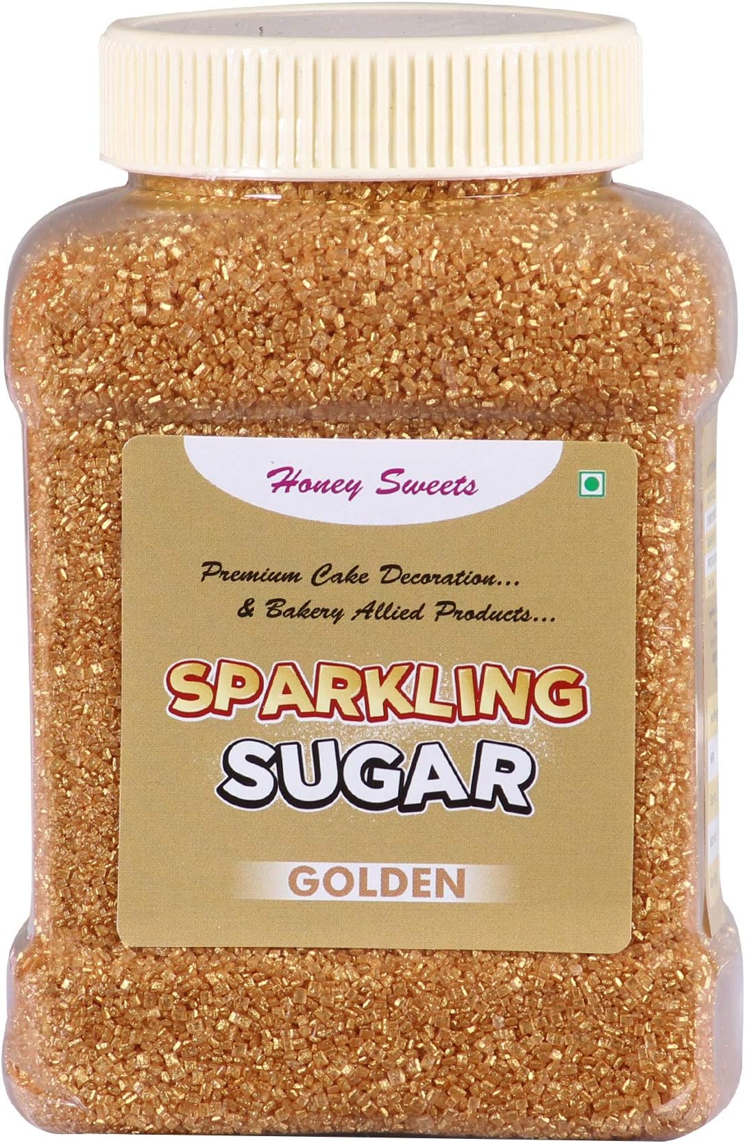Honey Sweets Sparkling Sugar for Cakes, Cupcakes & Donuts Decoration (Golden, 500 Grams)