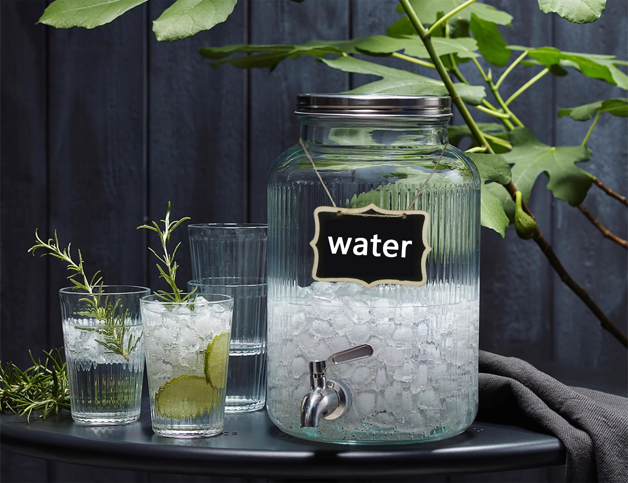 Lomejii Glazen drankdispenser met tapkraan, 2,8 liter, voor koelkast, ruit, roestvrij stalen tapkraan en deksel, glazen container voor water, sap, melk, ijskoffie, zon, thee, kleine mini, helder, rond