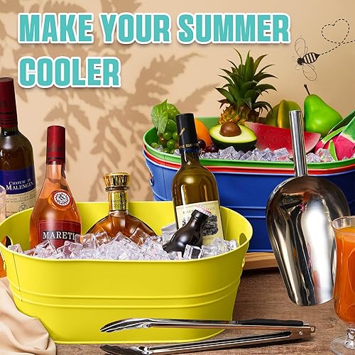 Miniatura 3 de 4 tinas de bebidas galvanizadas aisladas con 2 cucharas de hielo y 2 pinzas de acero inoxidable, cerveza fría, bebidas galvanizadas, fiestas en