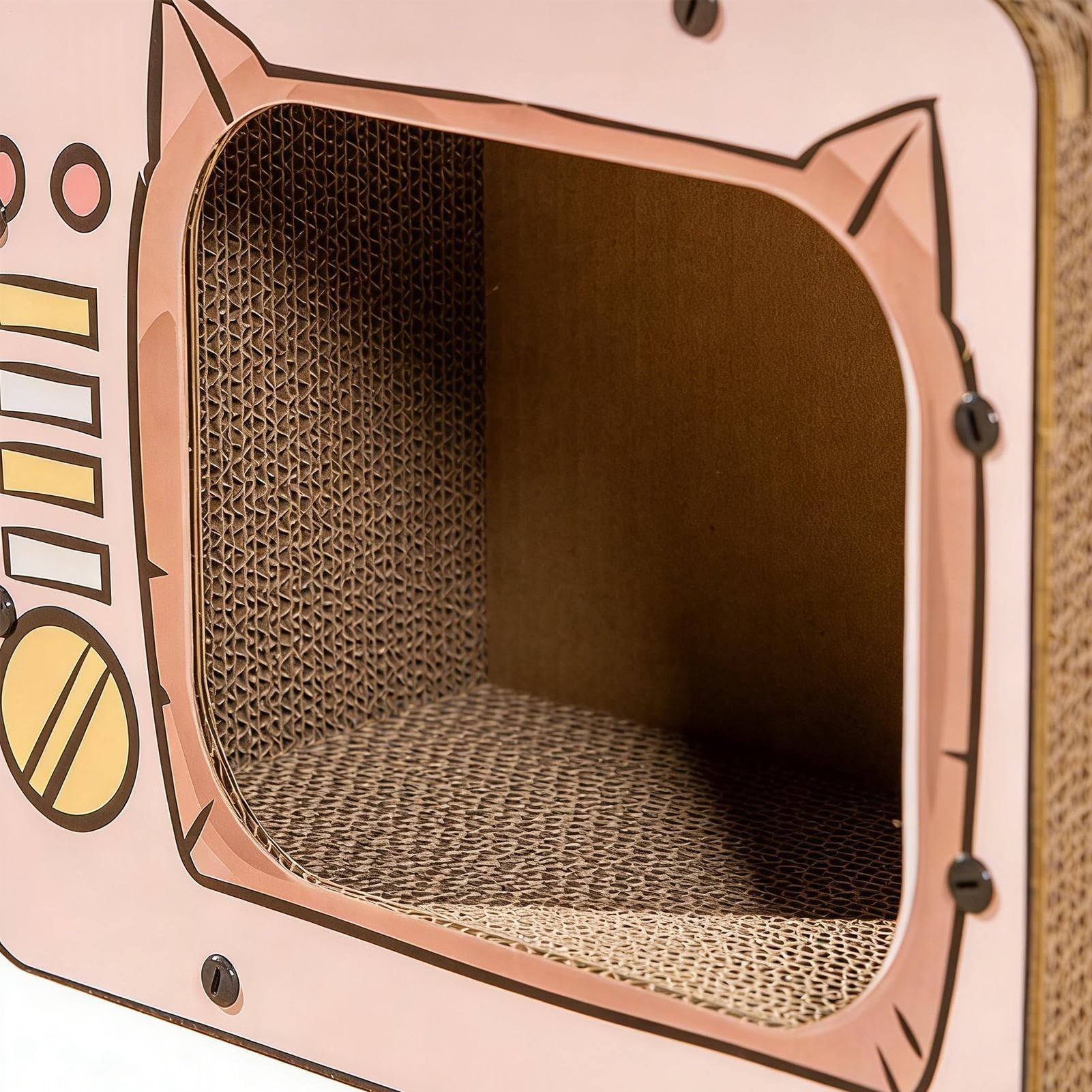 Maison en Carton pour Chat,Lit en Carton Ondulé Forme TV | Arbre À Chat Et Refuge pour Chaton,pour Protecteur des Meubles Enrichissement Jeu pour Chaton Lapin Hamster Intérieur
