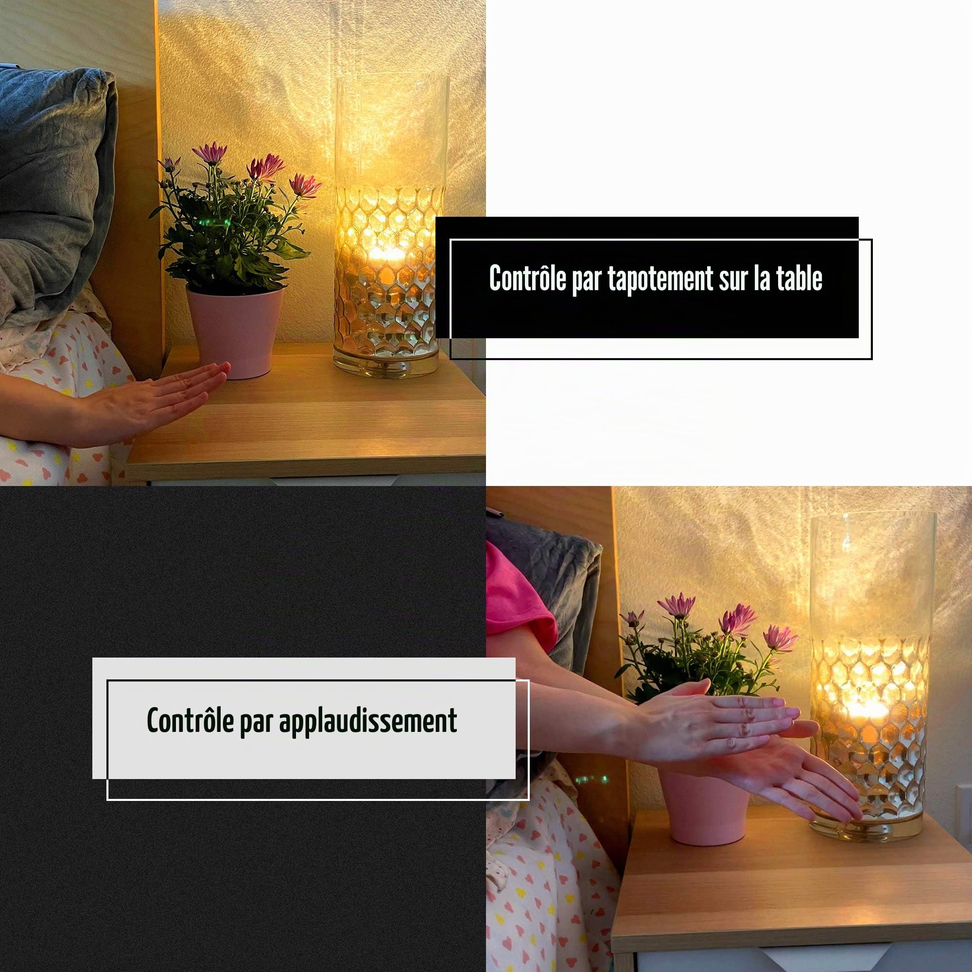 Ampoule de contrôle de la lumière à 3 claps pour lampe de table de chambre à coucher, solution marche/arrêt activée par le son, détection de claquement, maison intelligente, vu à la télévision, blanc