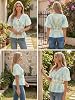 Blusa de mujer Cicy Bell con mangas abullonadas y lazo al frente, verano, estilo babydoll, escote en V, casual elegante, con pliegues, estampado floral, certificación Global Recycled Standard 7